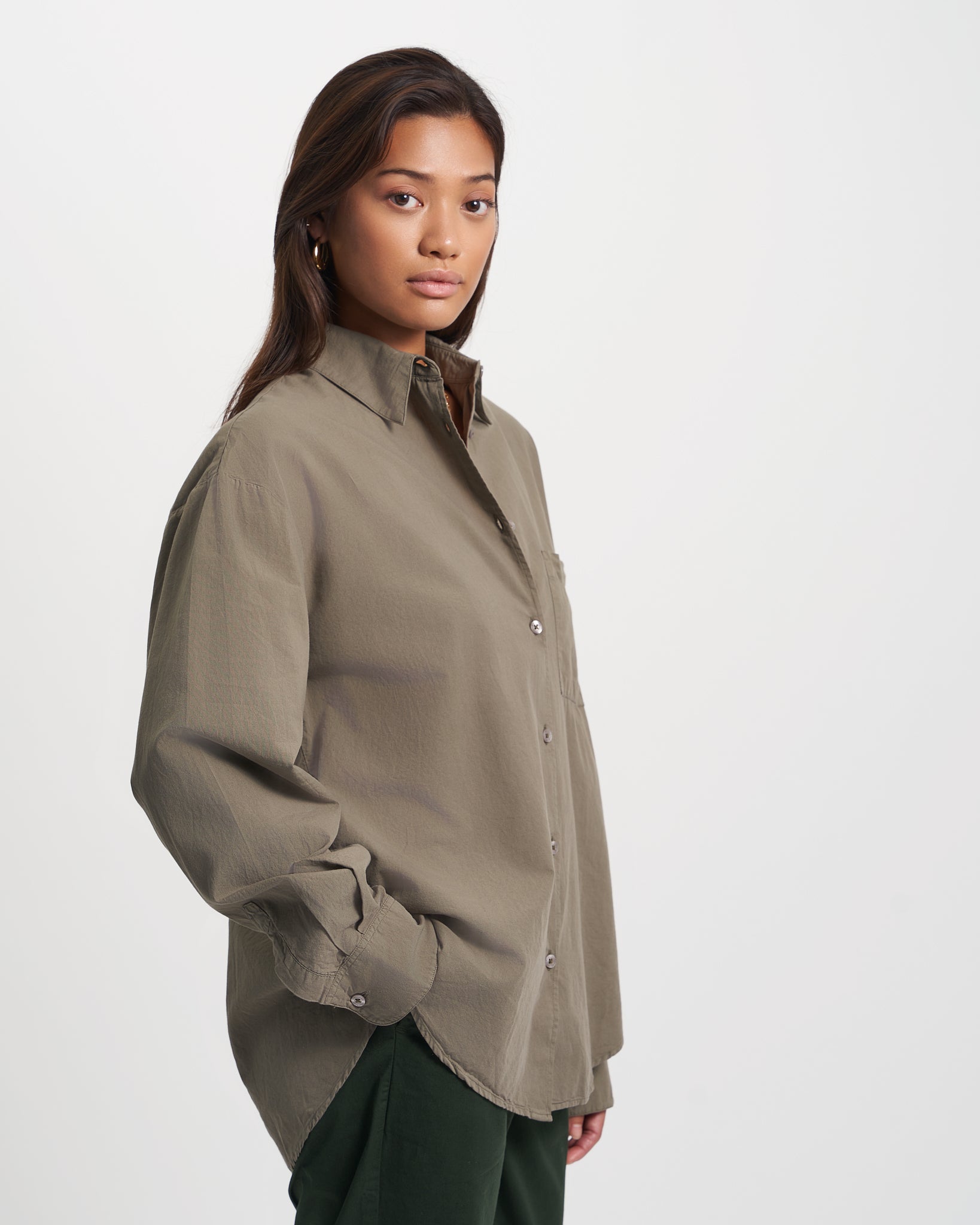 Organic Oversized Shirt - Teal Blue