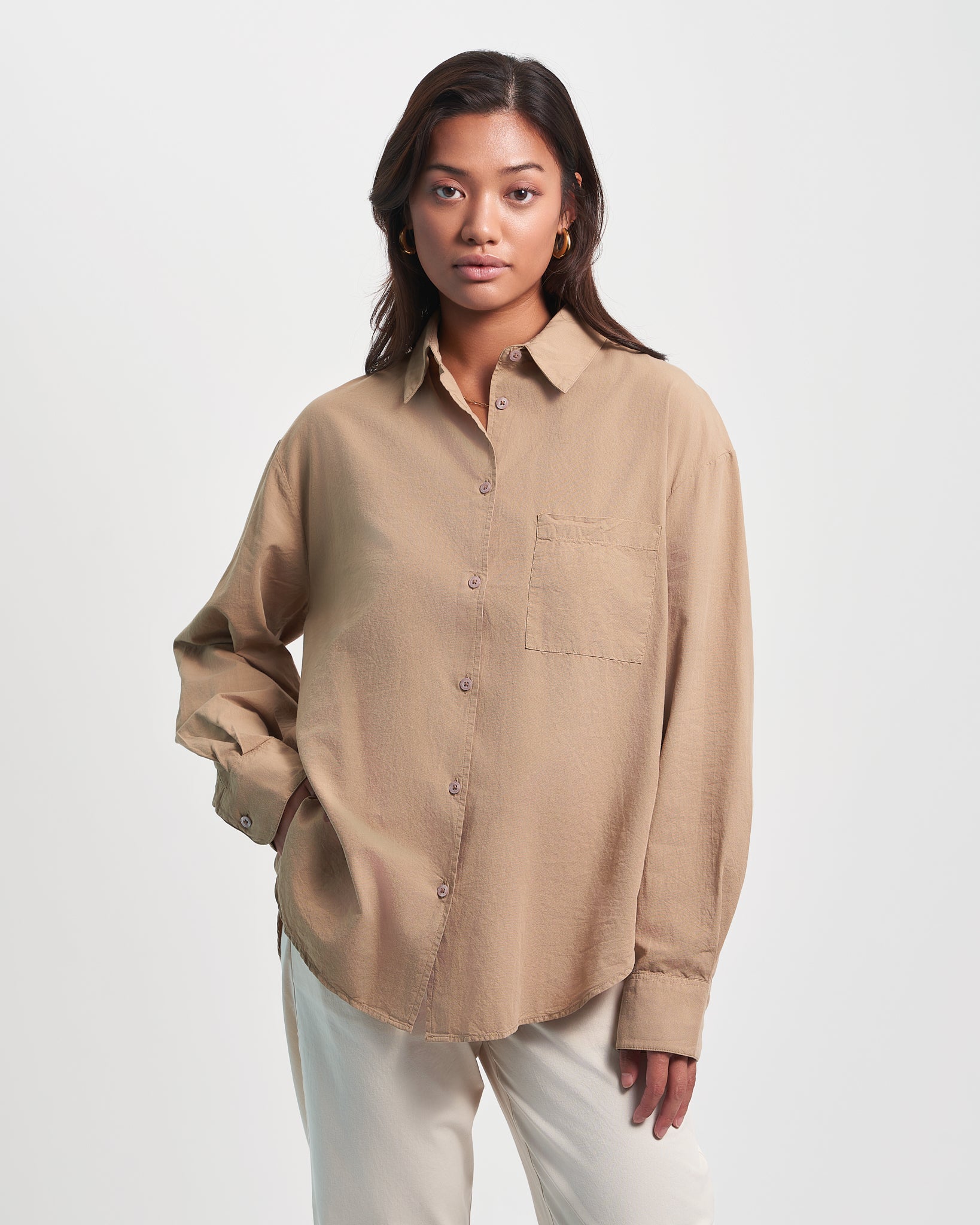 Organic Oversized Shirt - Light Aqua