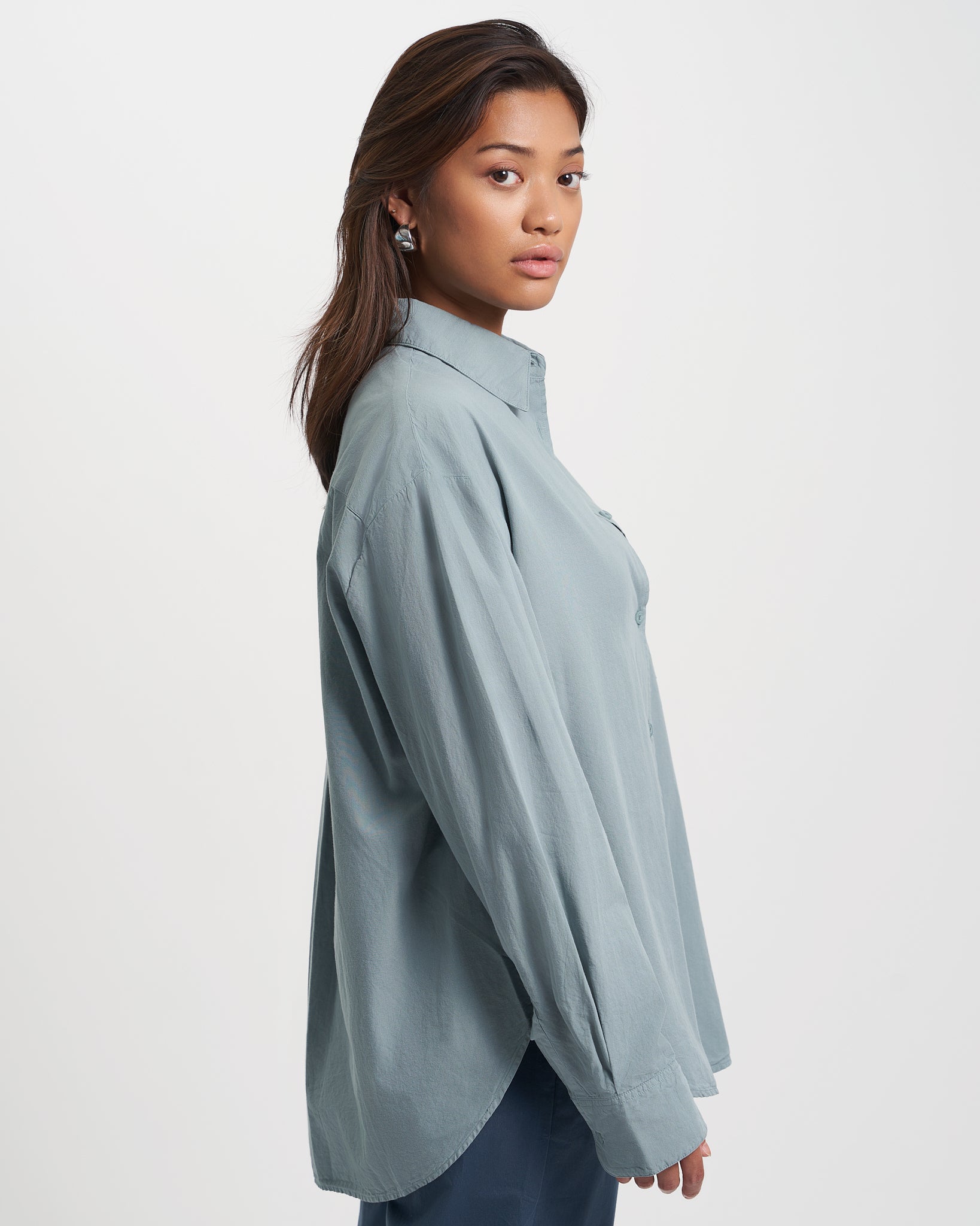 Organic Oversized Shirt - Steel Blue