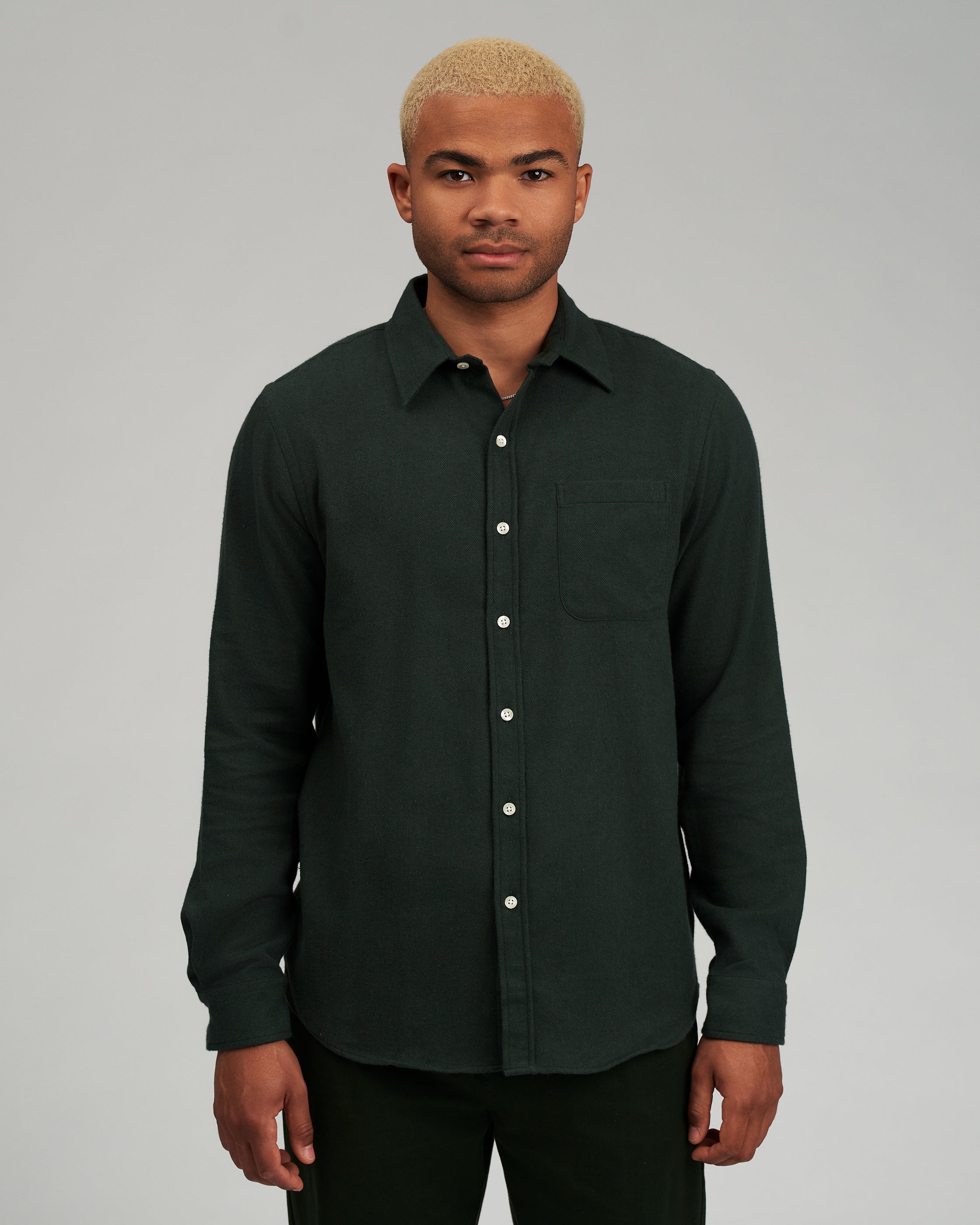 Organic Flannel Shirt - Deep Black