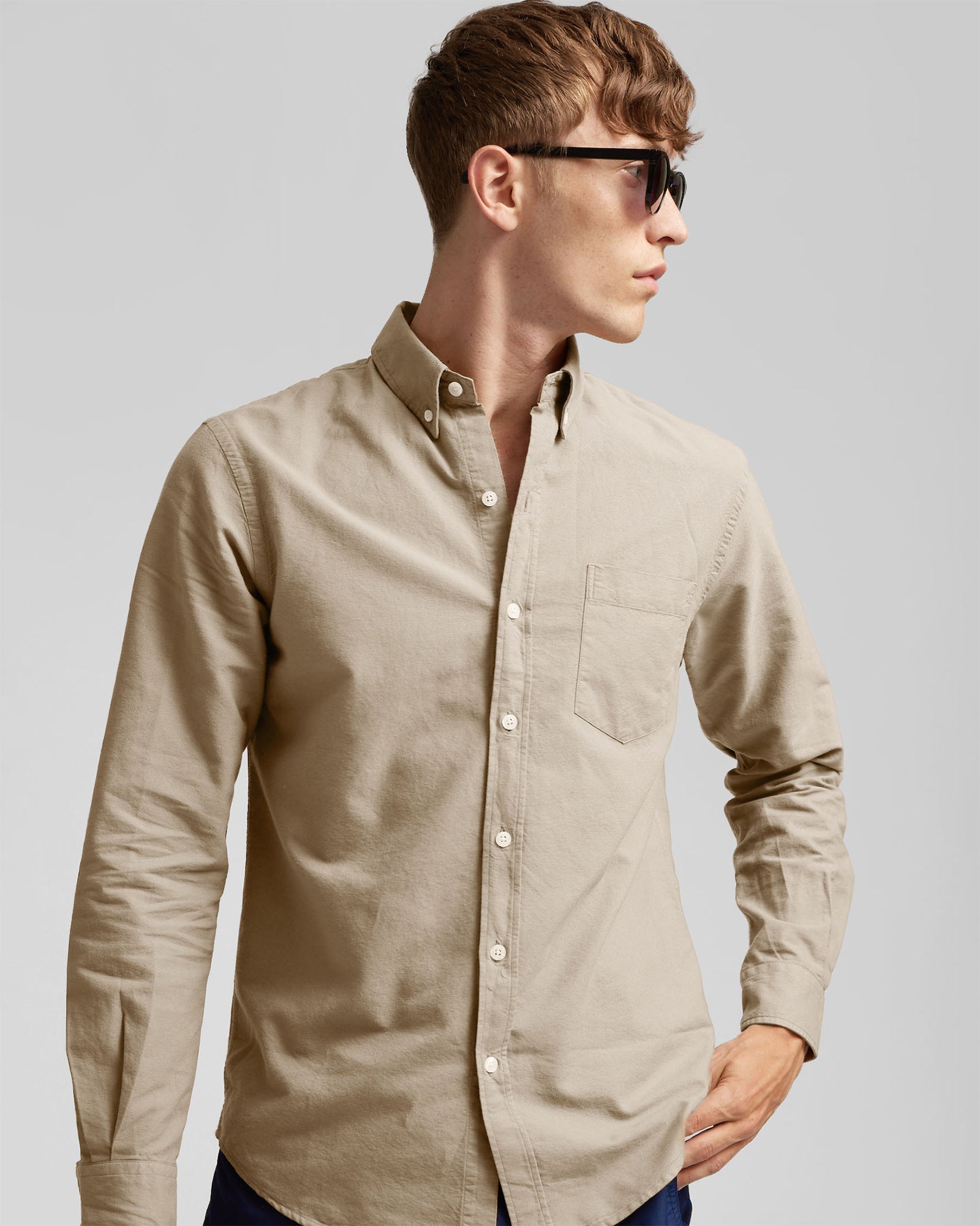 Organic Button Down Shirt - Oyster Grey