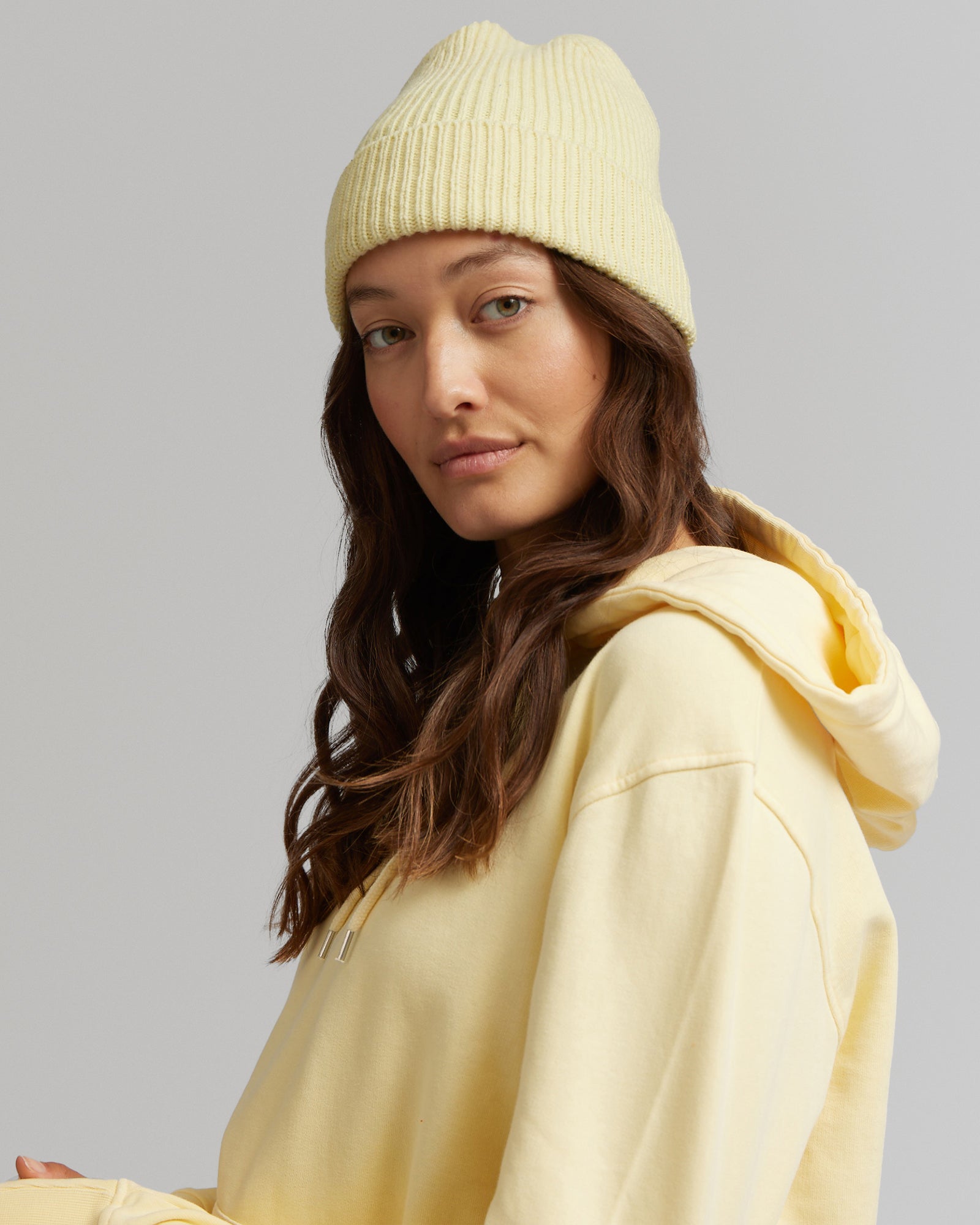 Merino Wool Beanie - Soft Yellow