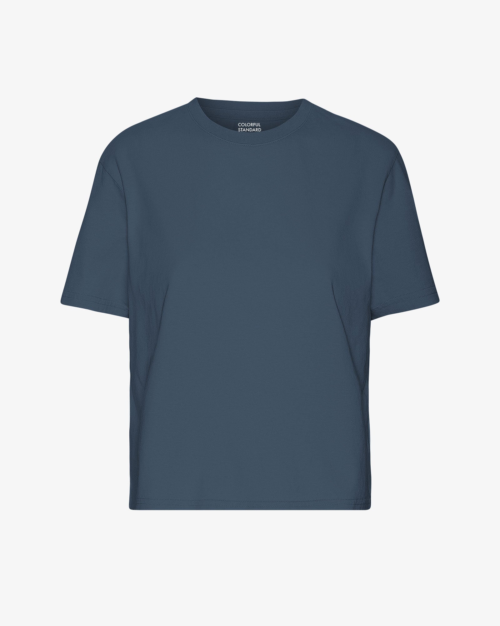 Organic Boxy Crop Tee - Petrol Blue