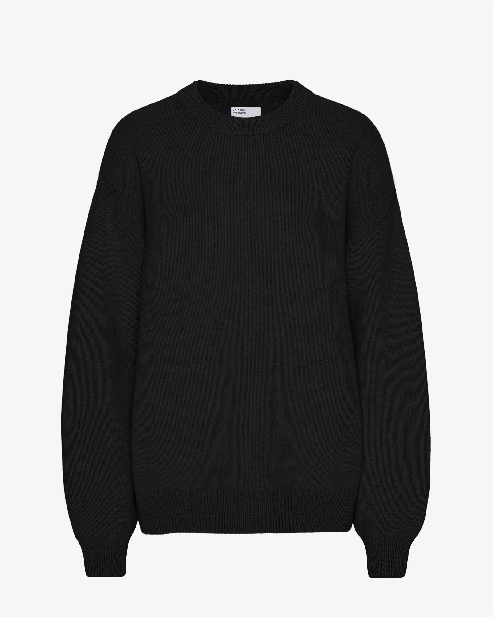 Oversized Merino Wool Crew - Deep Black