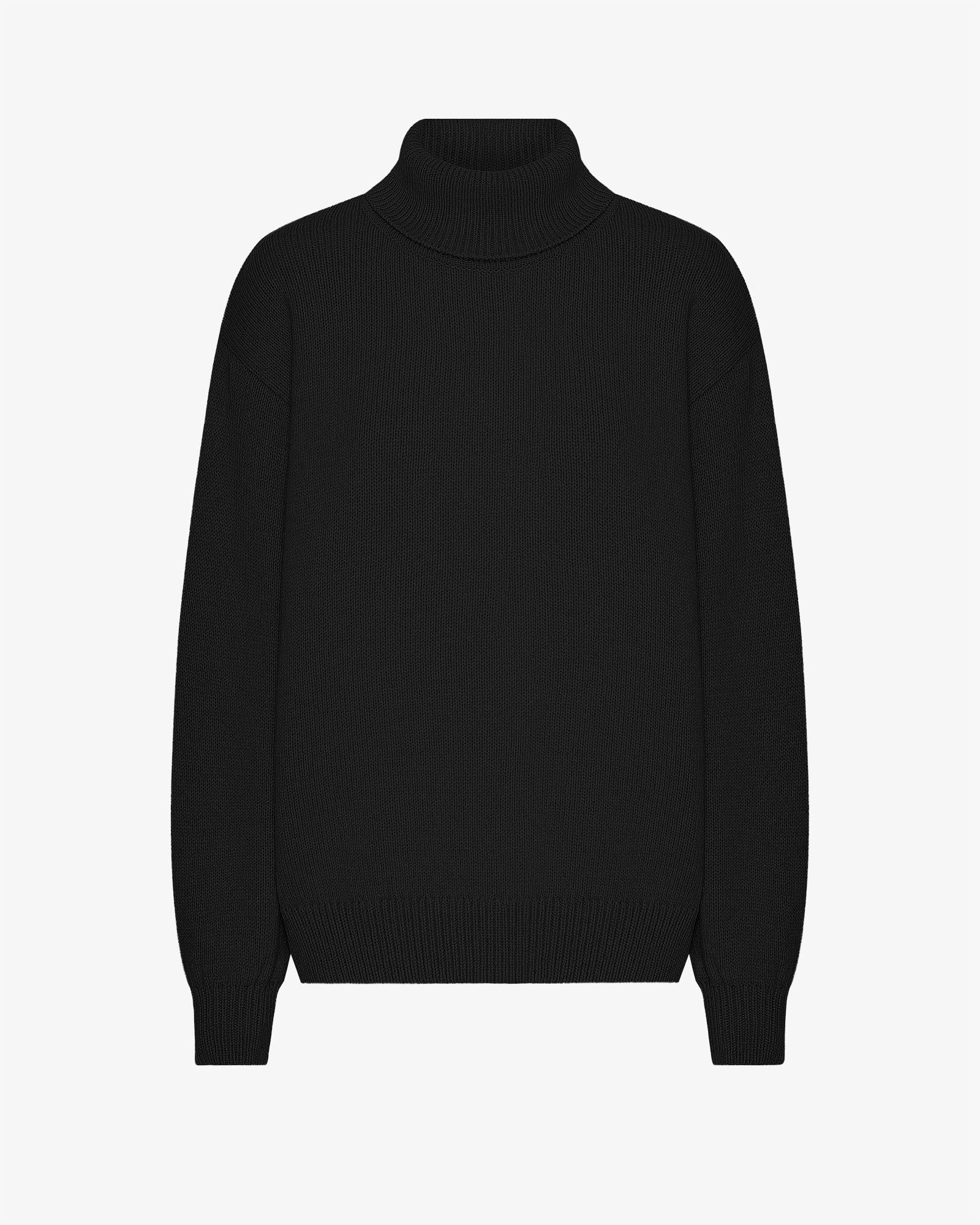 Merino Wool Turtleneck - Deep Black