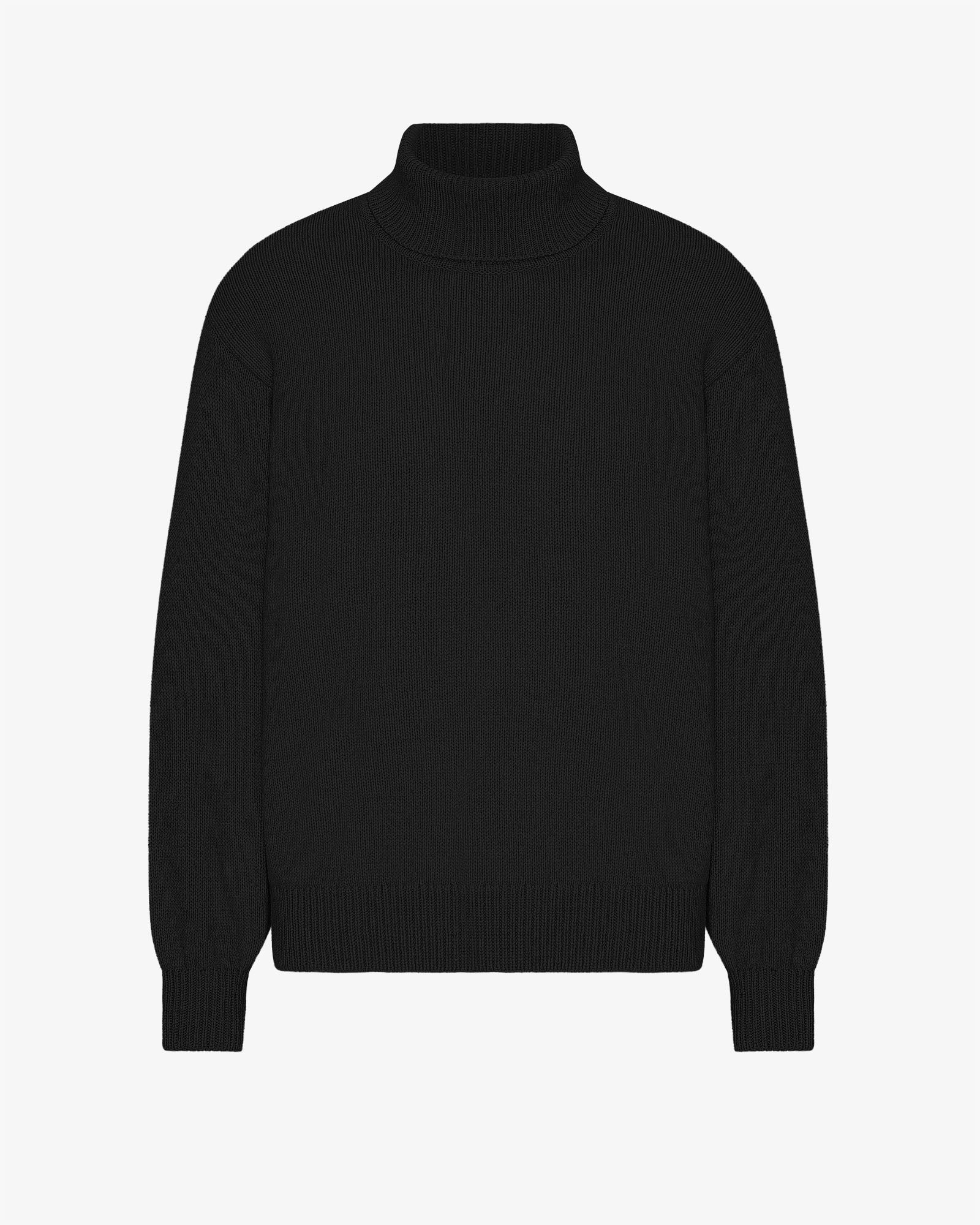 Merino Wool Turtleneck - Deep Black