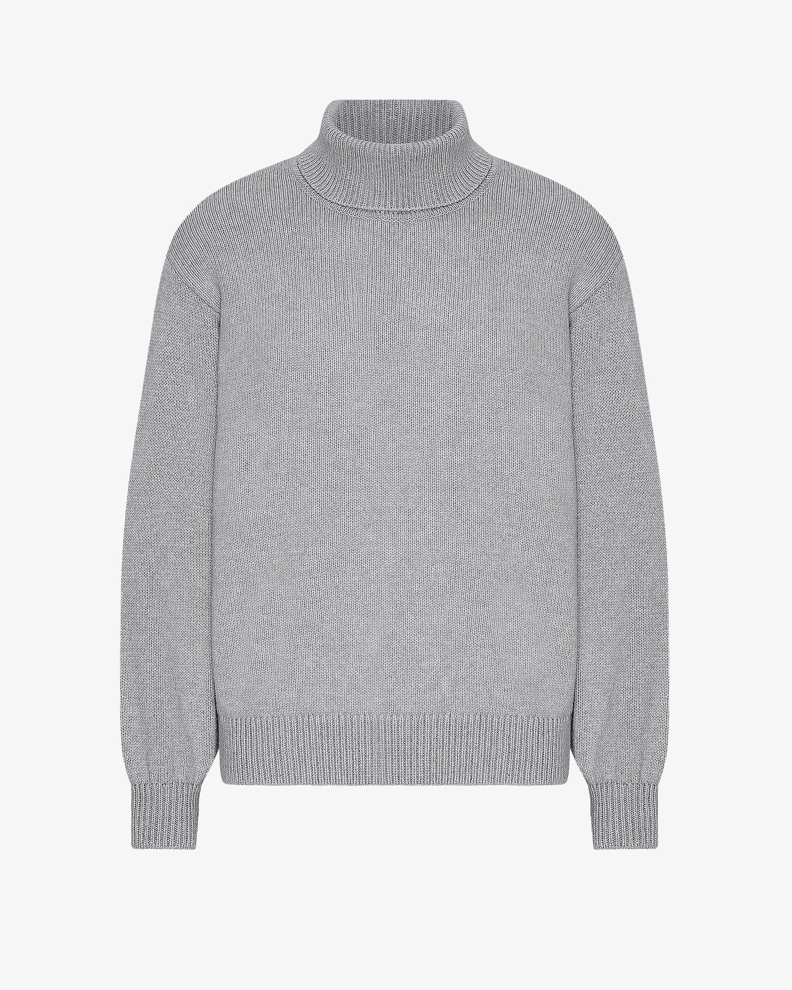 Merino Wool Turtleneck - Heather Grey