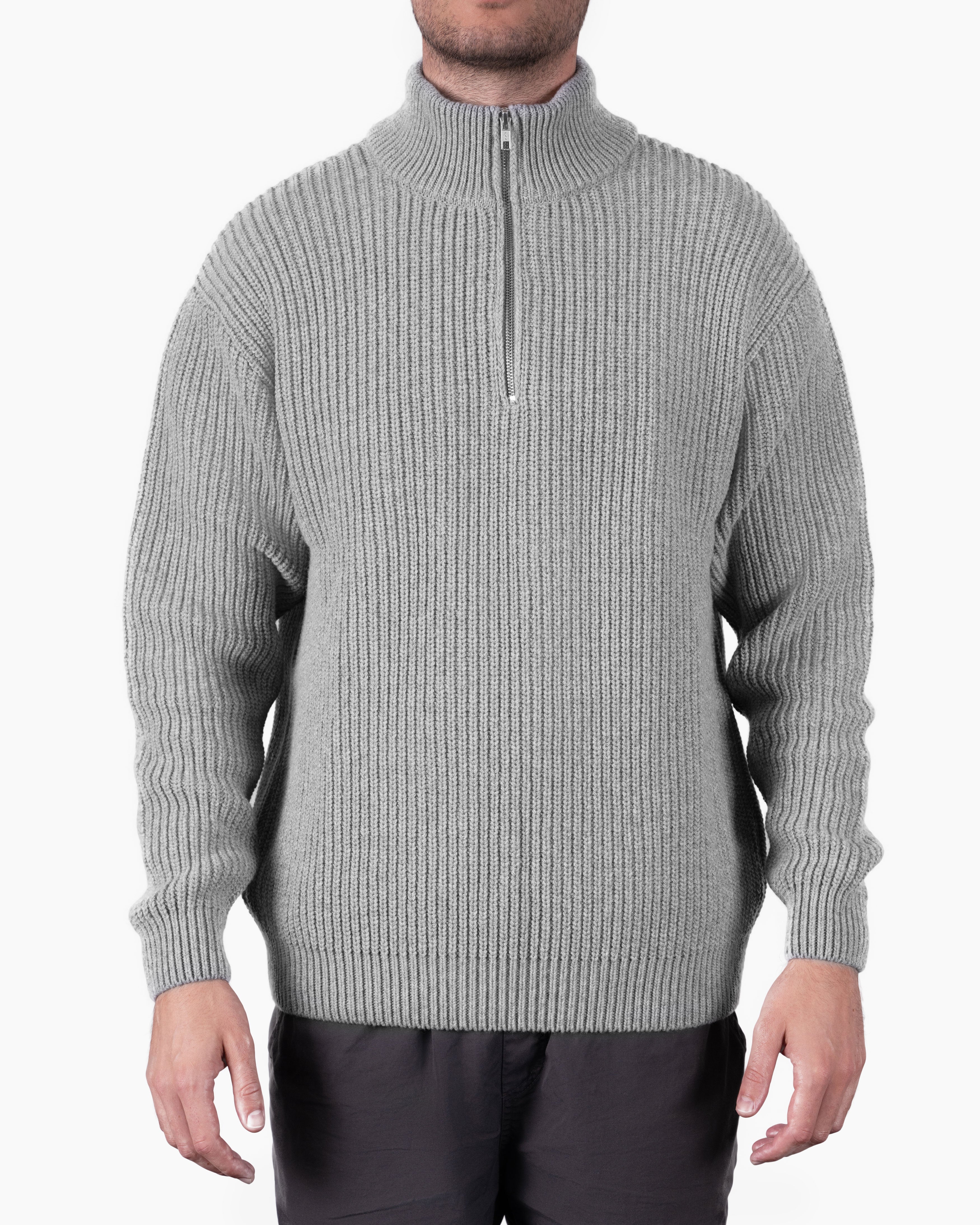 Merino Quarter Zip - Coffee Brown