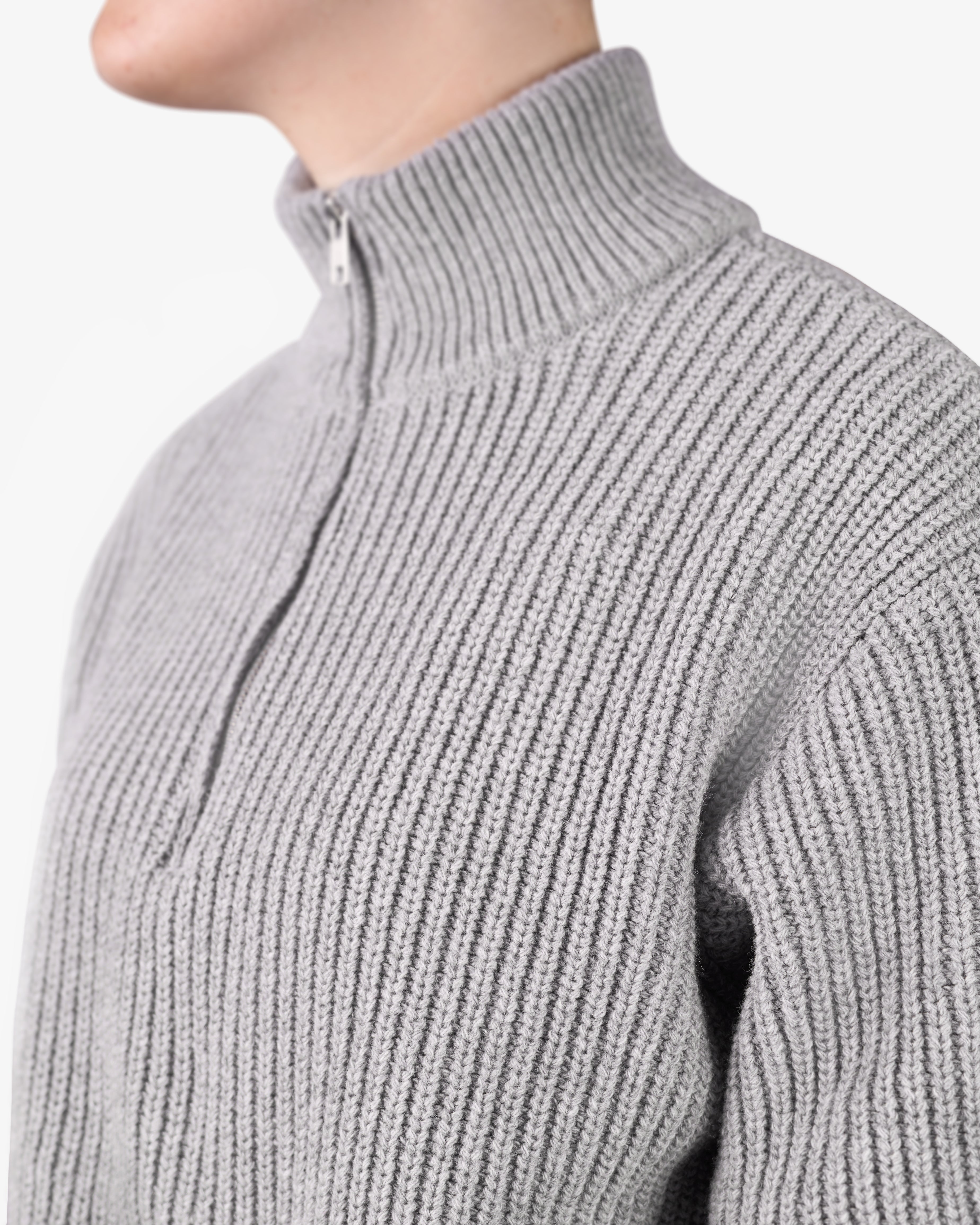 Merino Quarter Zip - Lava Grey