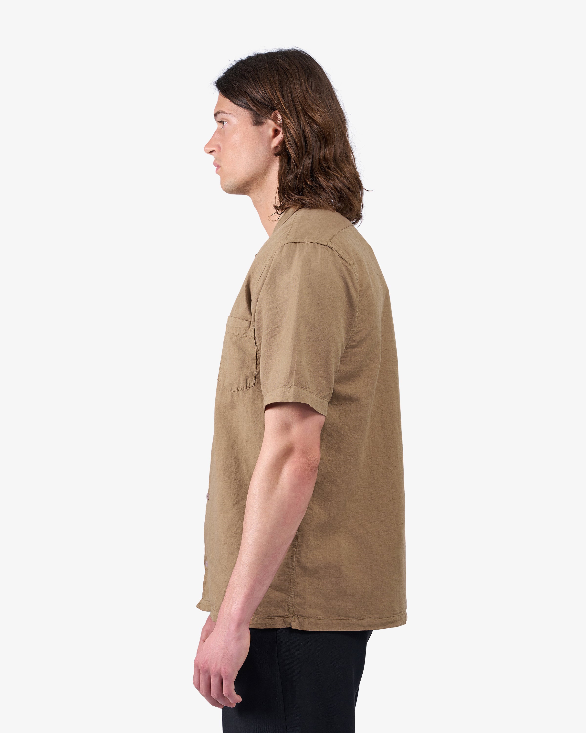 Linen Short Sleeved Shirt - Sahara Camel