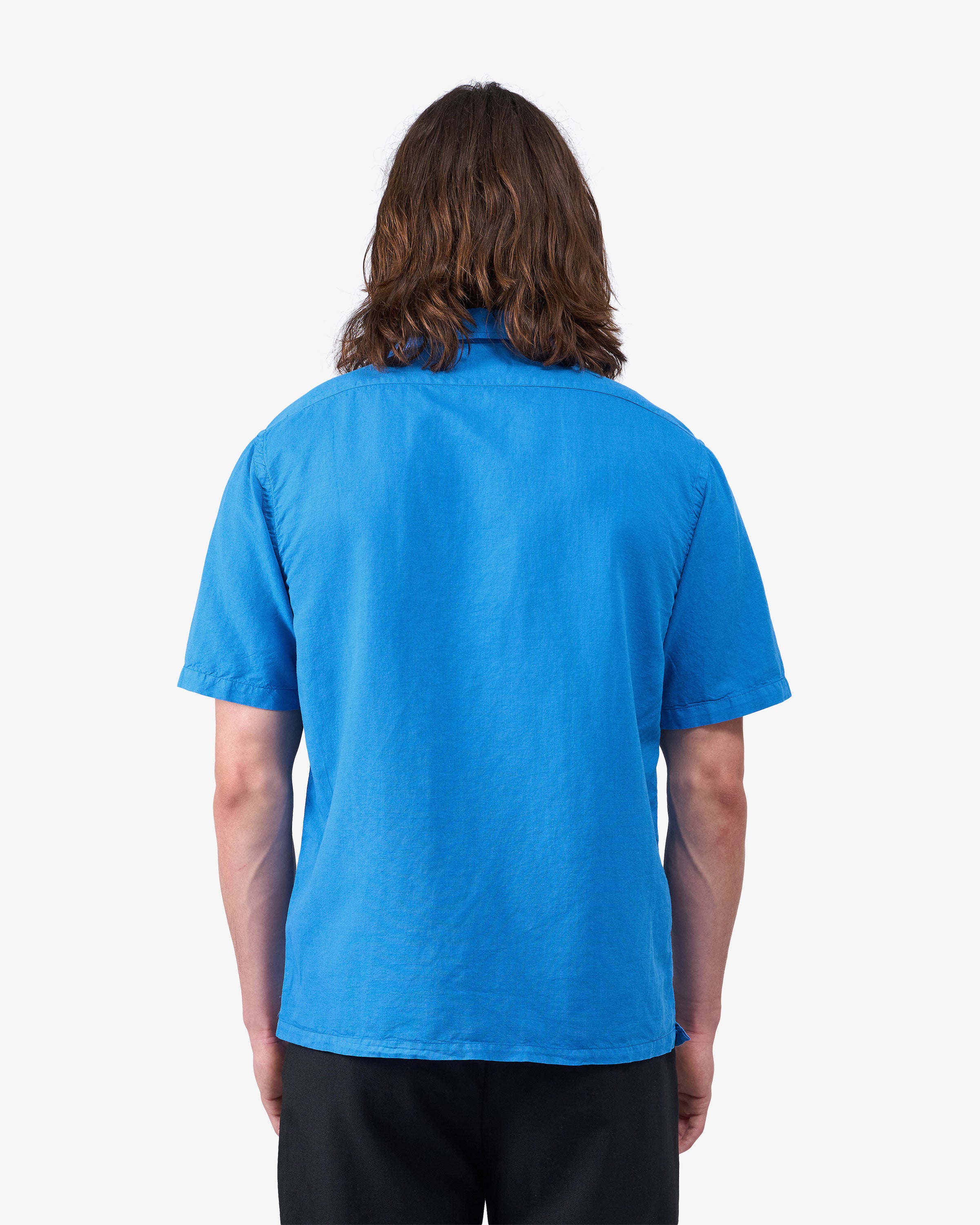 Linen Short Sleeved Shirt - Pacific Blue