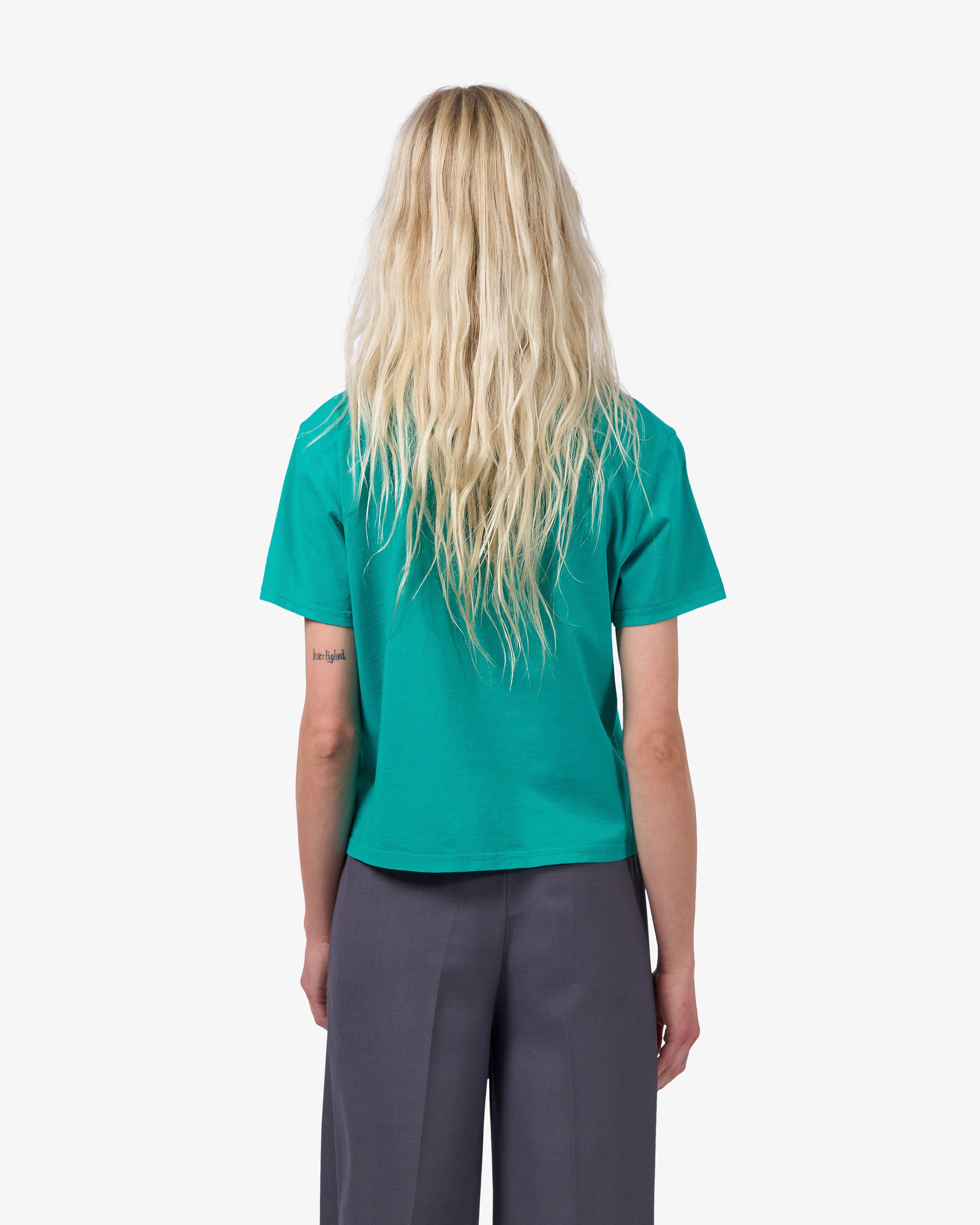 Organic Boxy Crop Tee - Tropical Sea