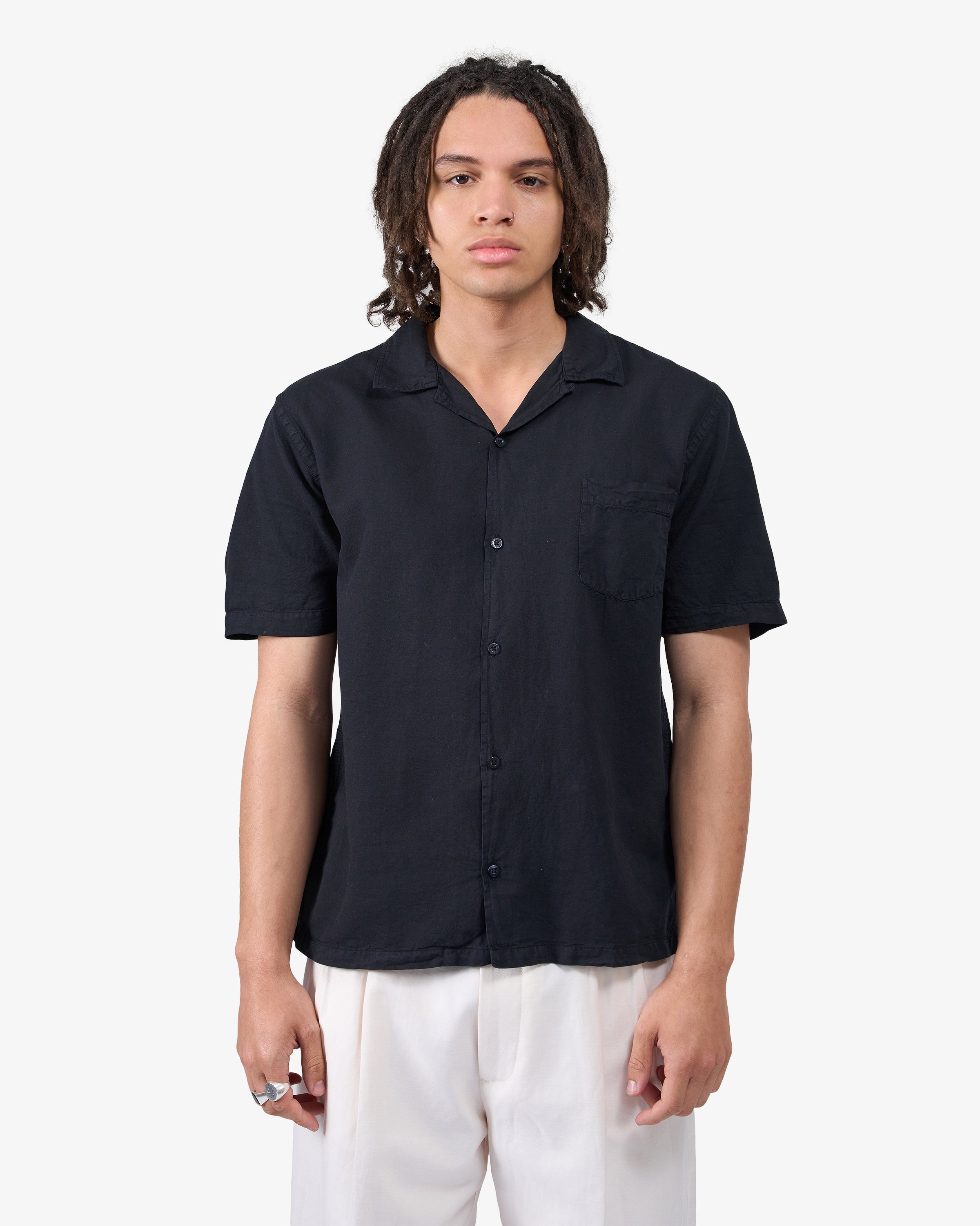 Linen Short Sleeved Shirt - Oyster Grey