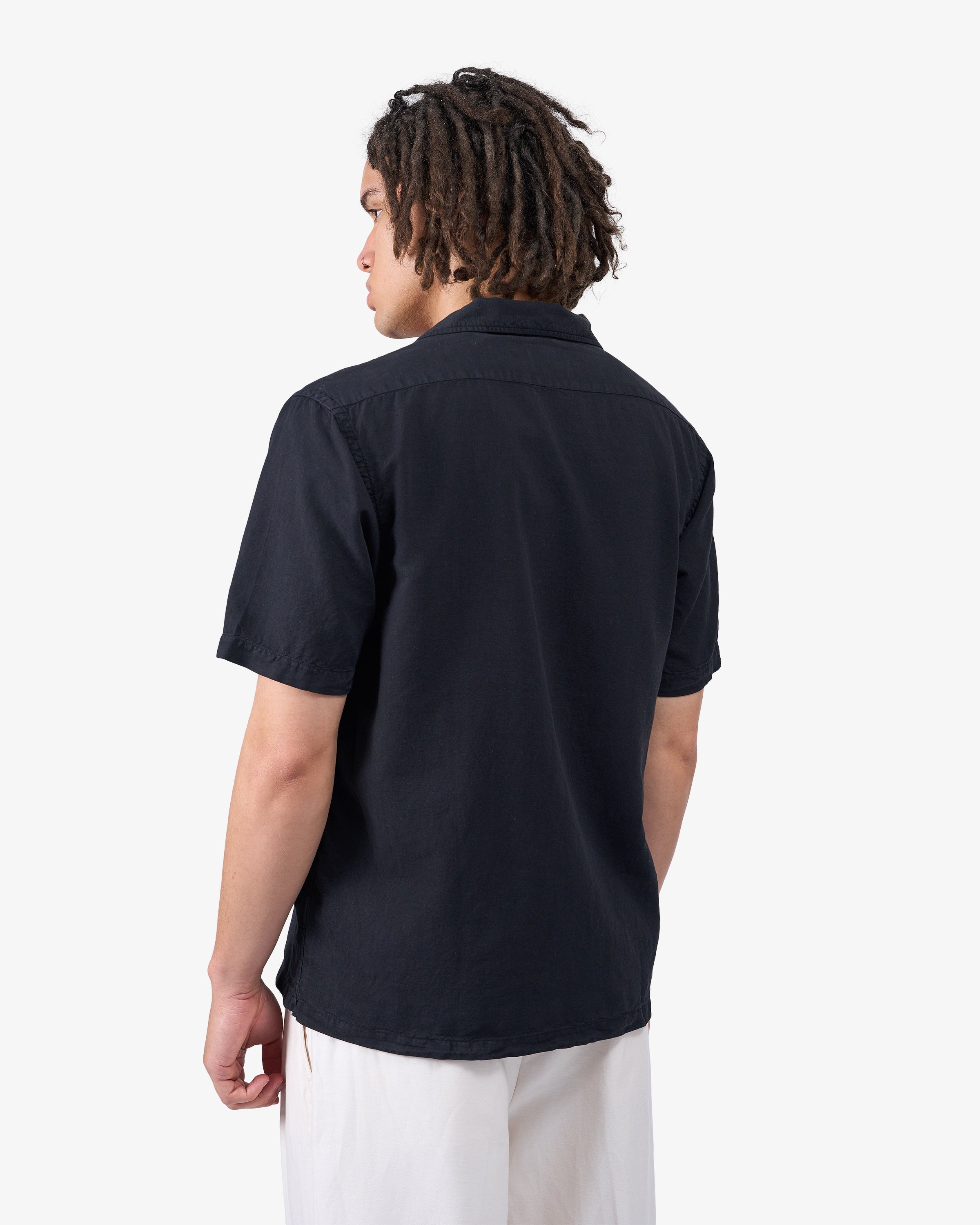 Linen Short Sleeved Shirt - Deep Black