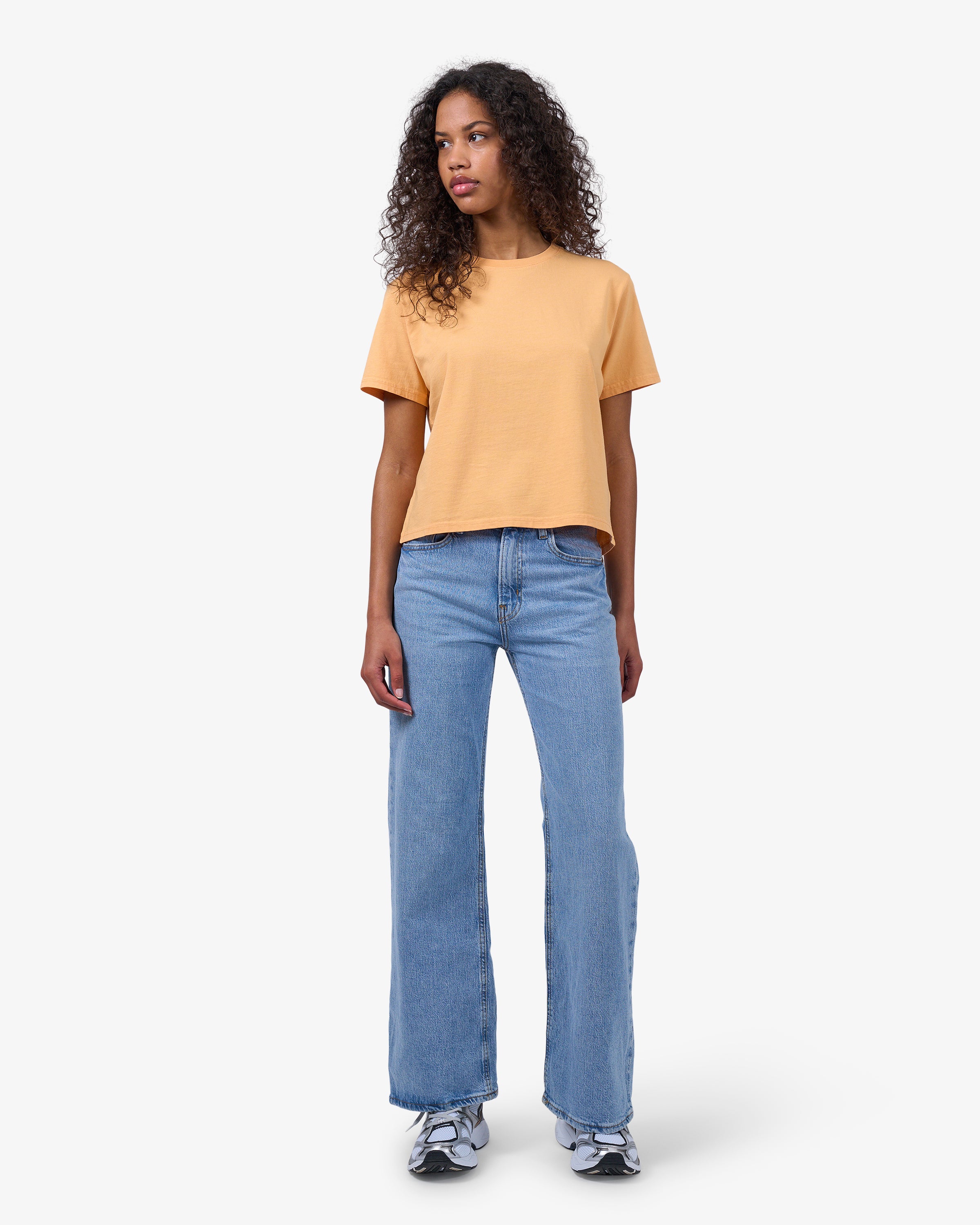 Organic Boxy Crop Tee - Neptune Blue