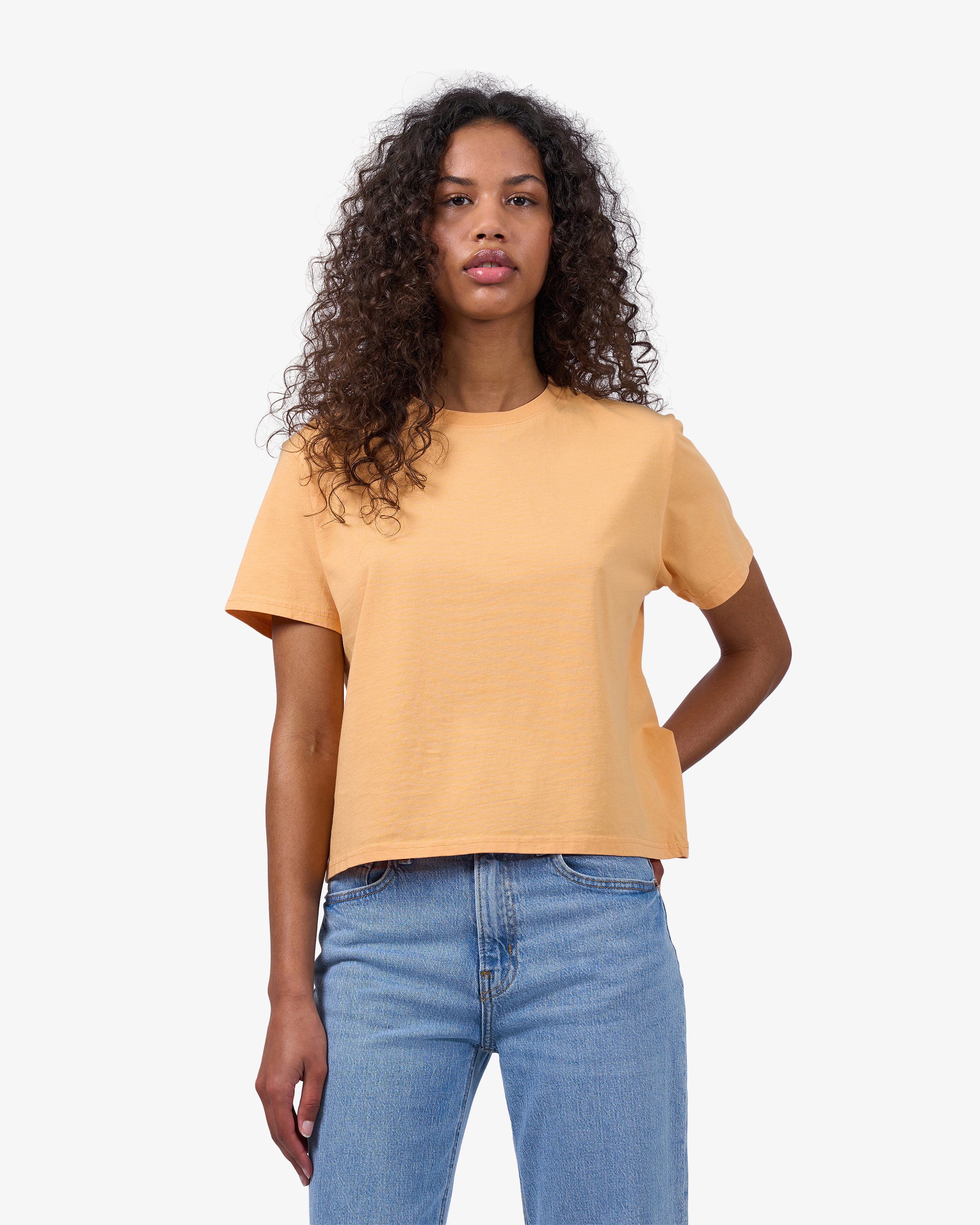 Organic Boxy Crop Tee - Faded Pink