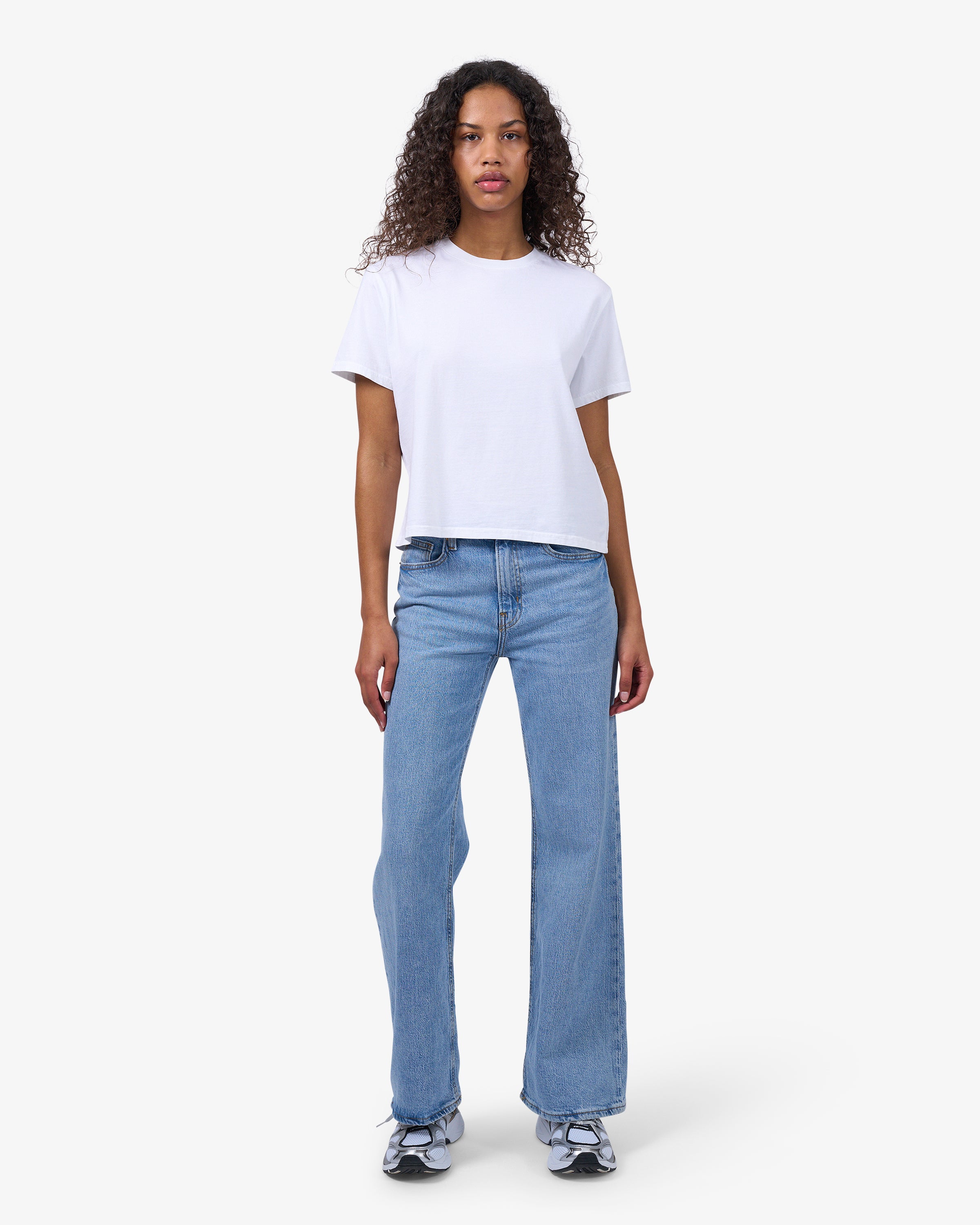 Organic Boxy Crop Tee - Polar Blue