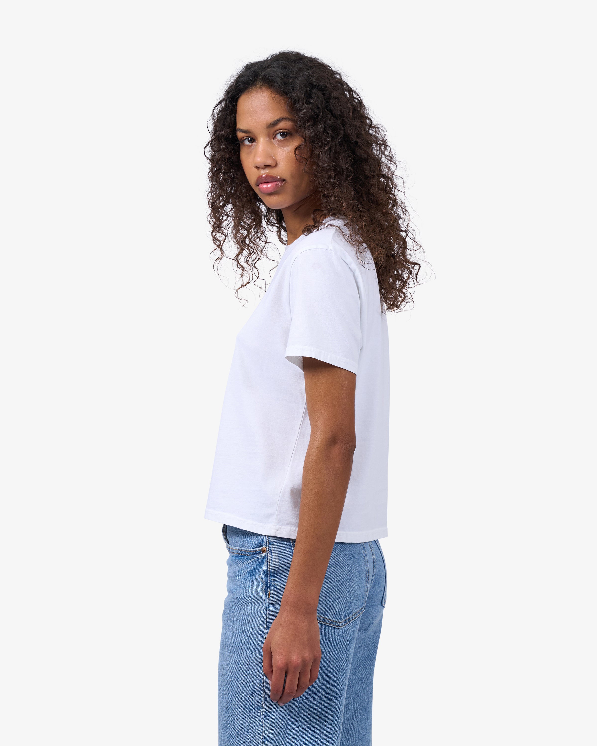 Organic Boxy Crop Tee - Heather Grey