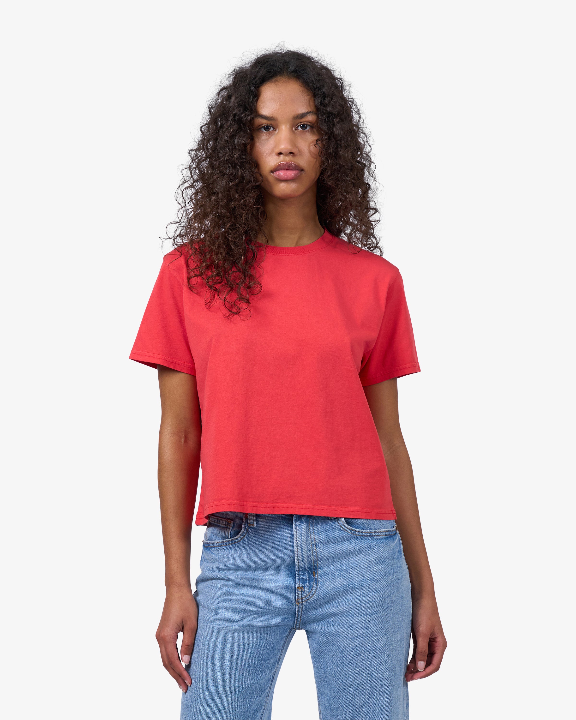 Organic Boxy Crop Tee - Navy Blue