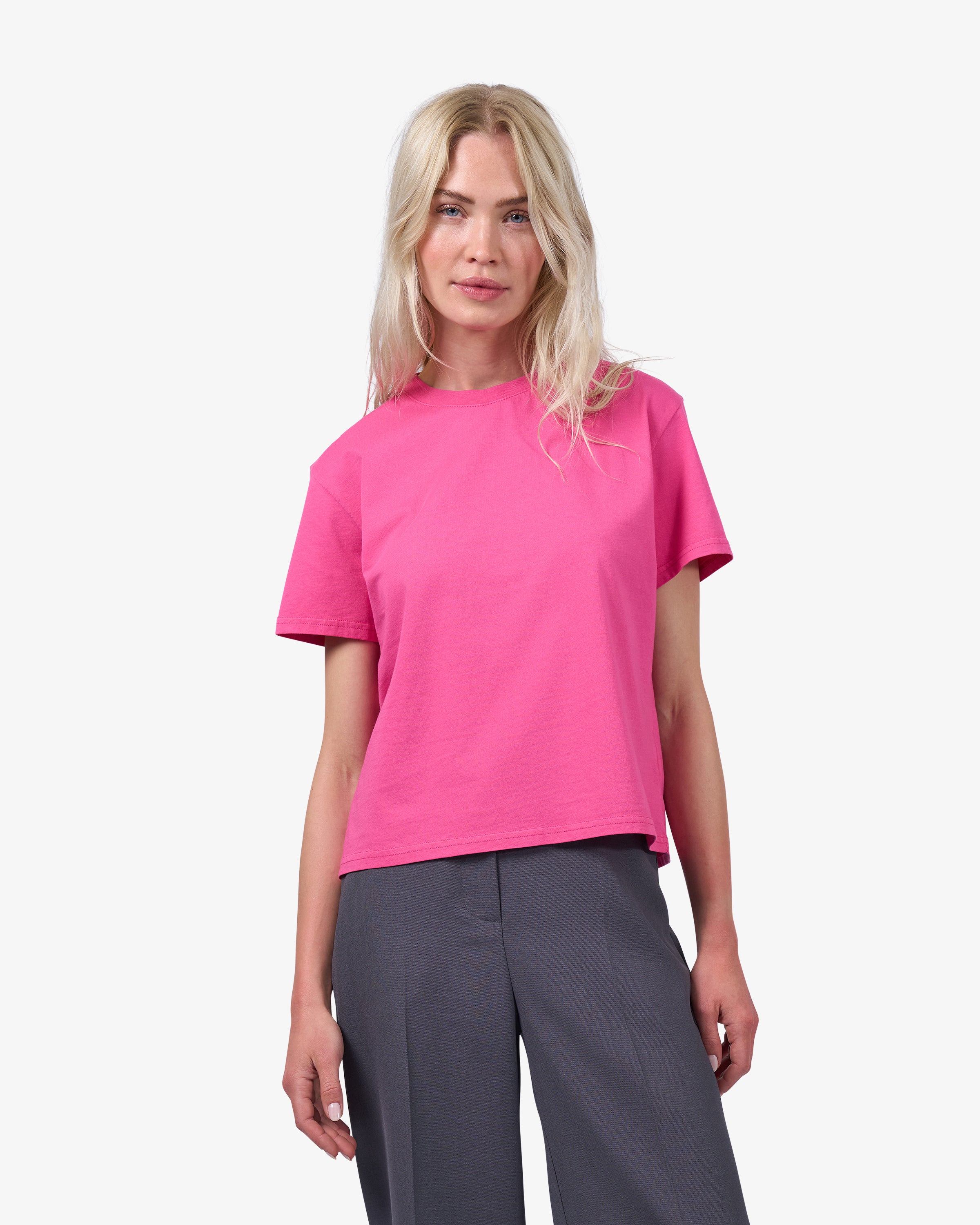 Organic Boxy Crop Tee - Bubblegum Pink