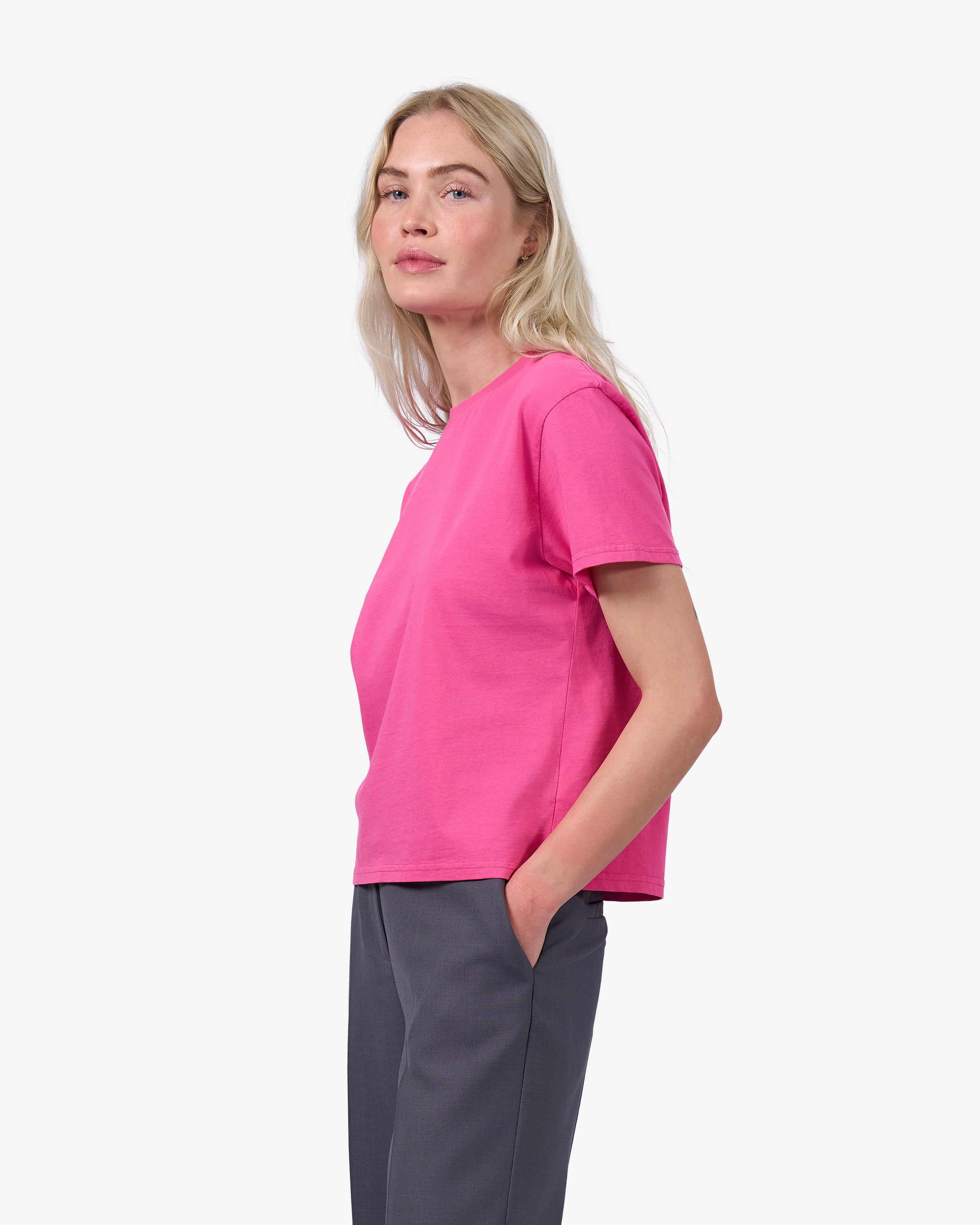 Organic Boxy Crop Tee - Bubblegum Pink