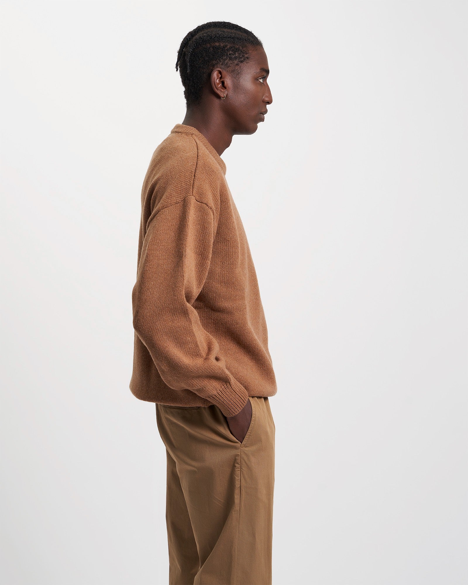 Oversized Merino Wool Crew - Dusty Olive