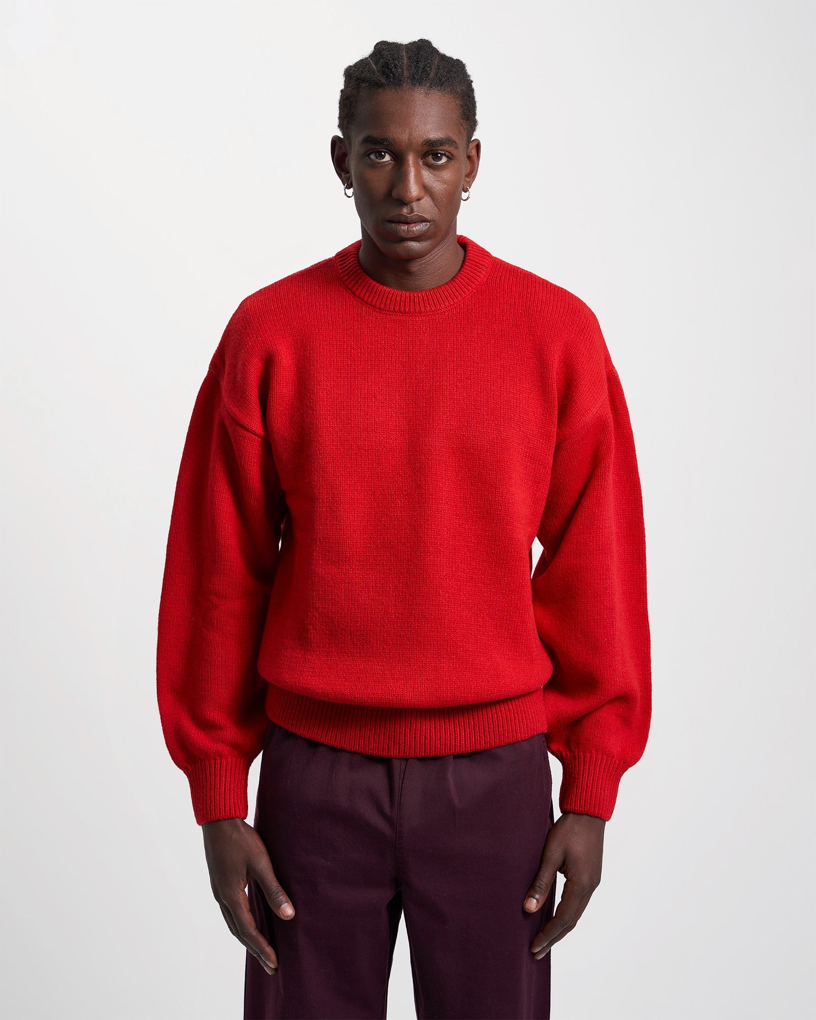 Oversized Merino Wool Crew - Scarlet Red