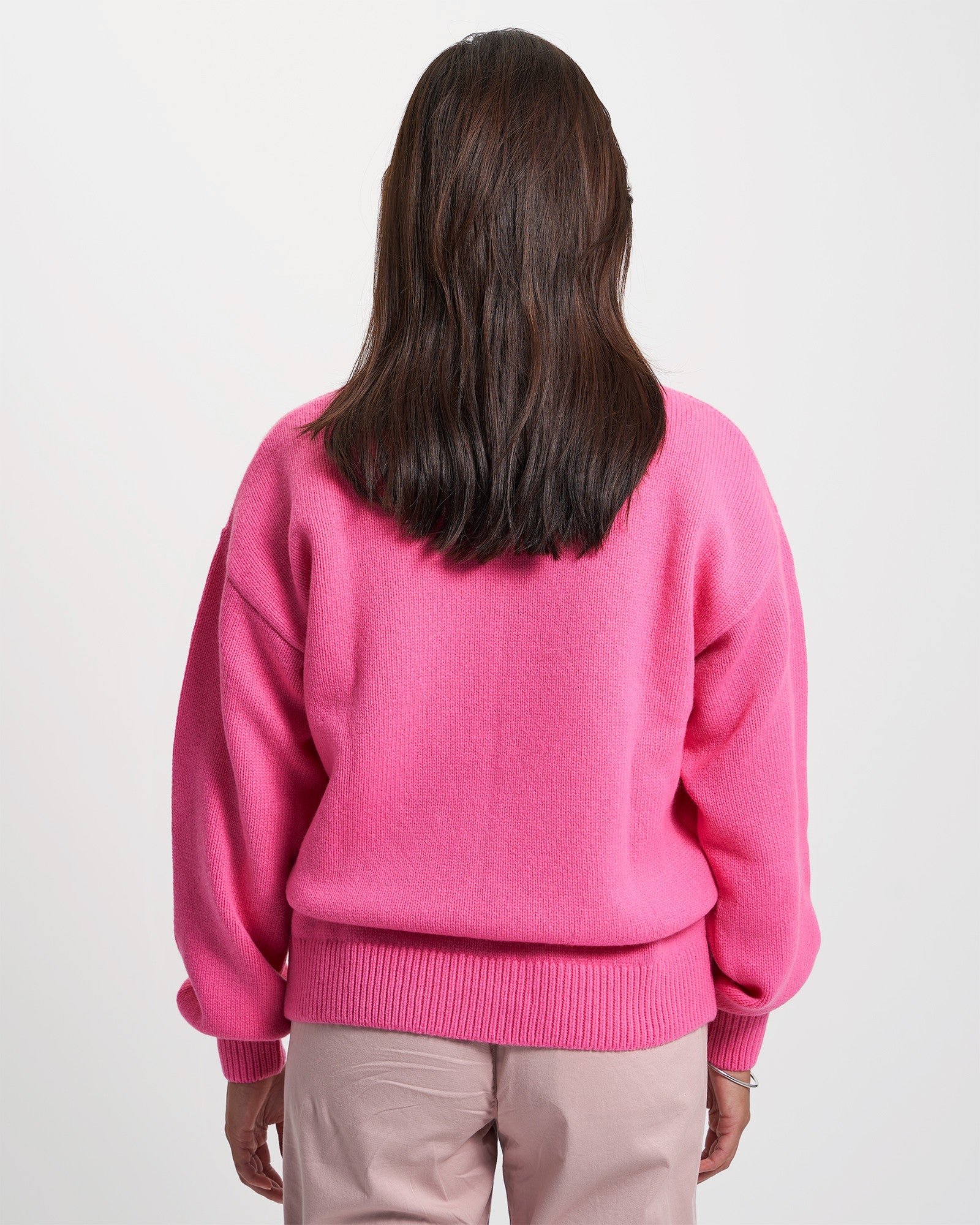 Oversized Merino Wool Crew - Bubblegum Pink