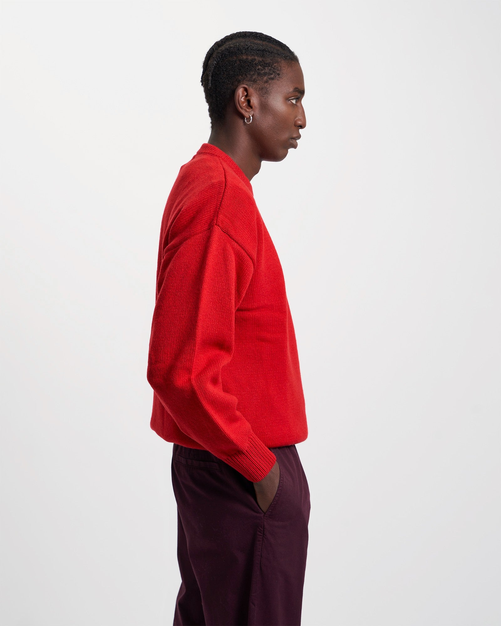 Oversized Merino Wool Crew - Scarlet Red