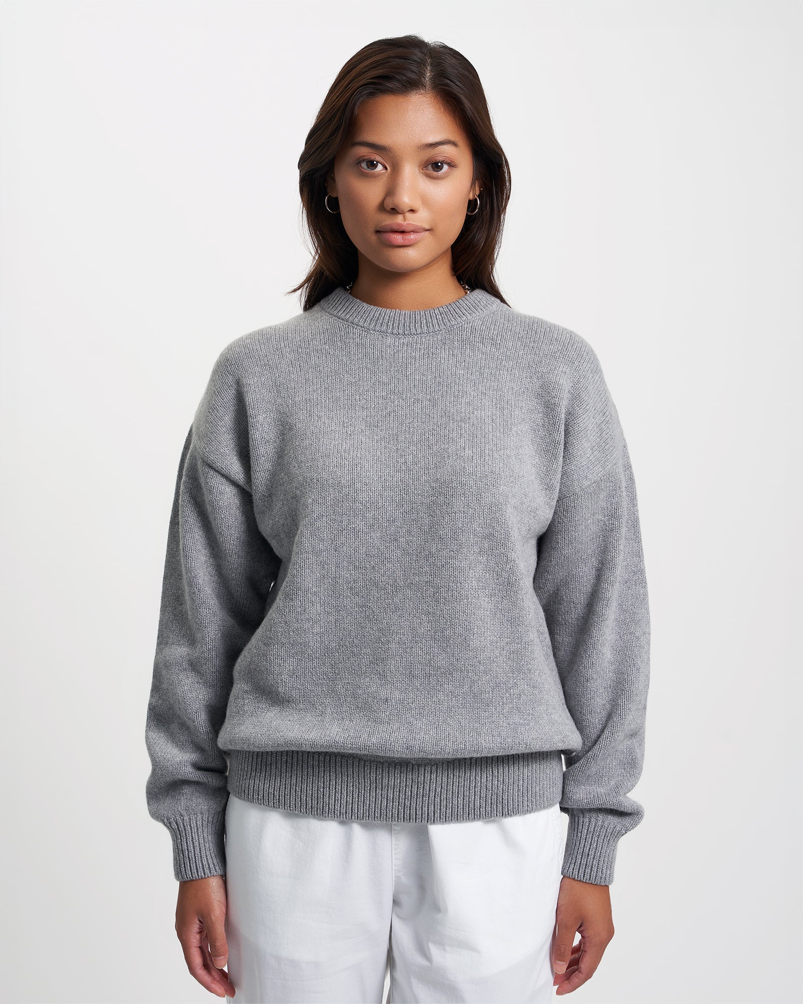 Oversized Merino Wool Crew - Coffee Brown