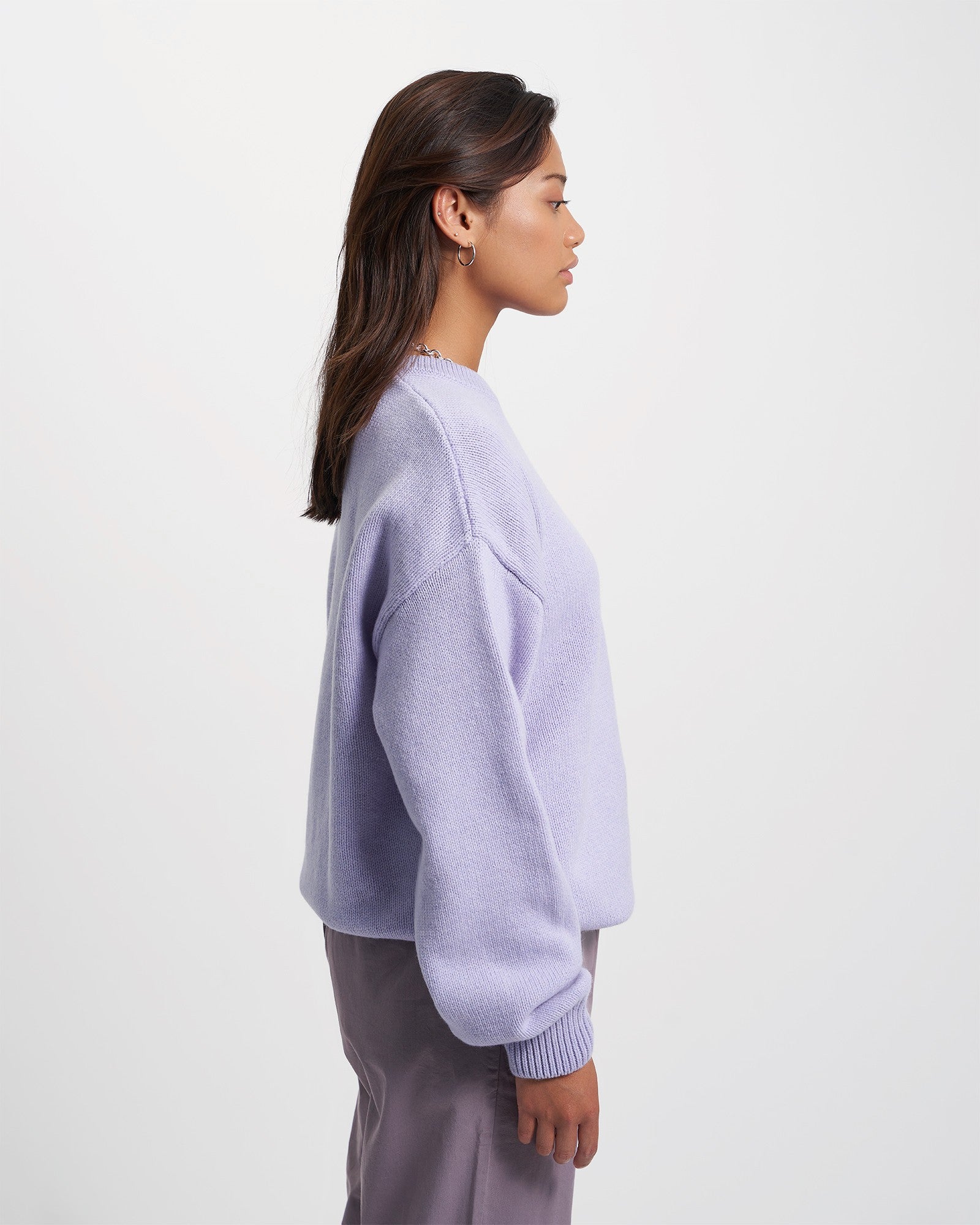 Oversized Merino Wool Crew - Soft Lavender