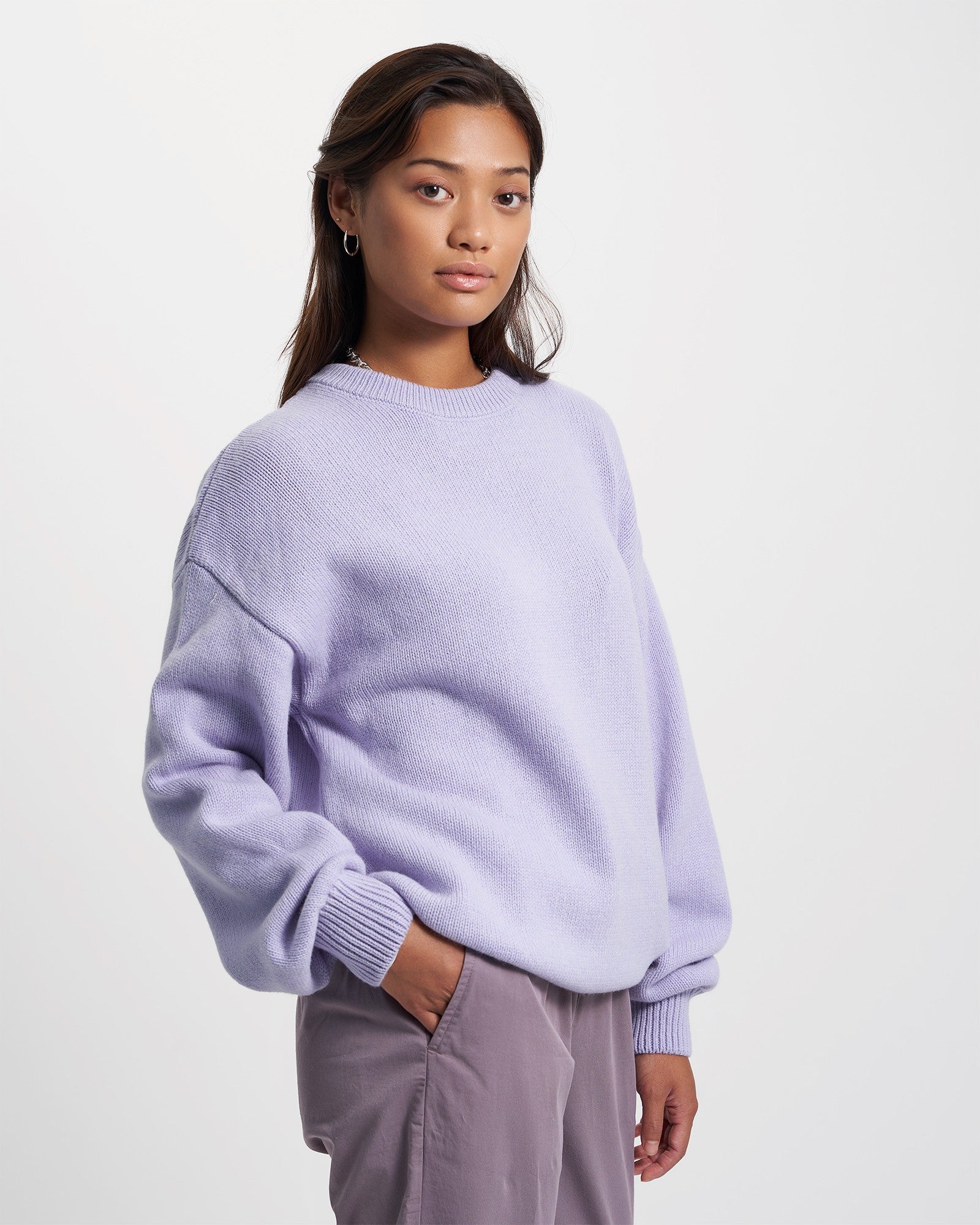 Oversized Merino Wool Crew - Lava Grey