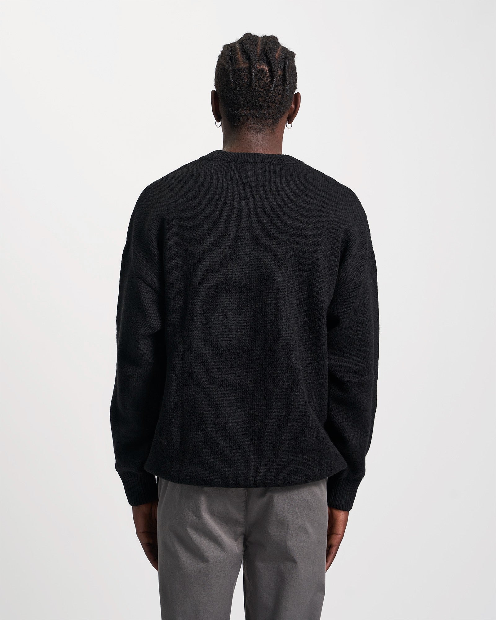 Oversized Merino Wool Crew - Deep Black