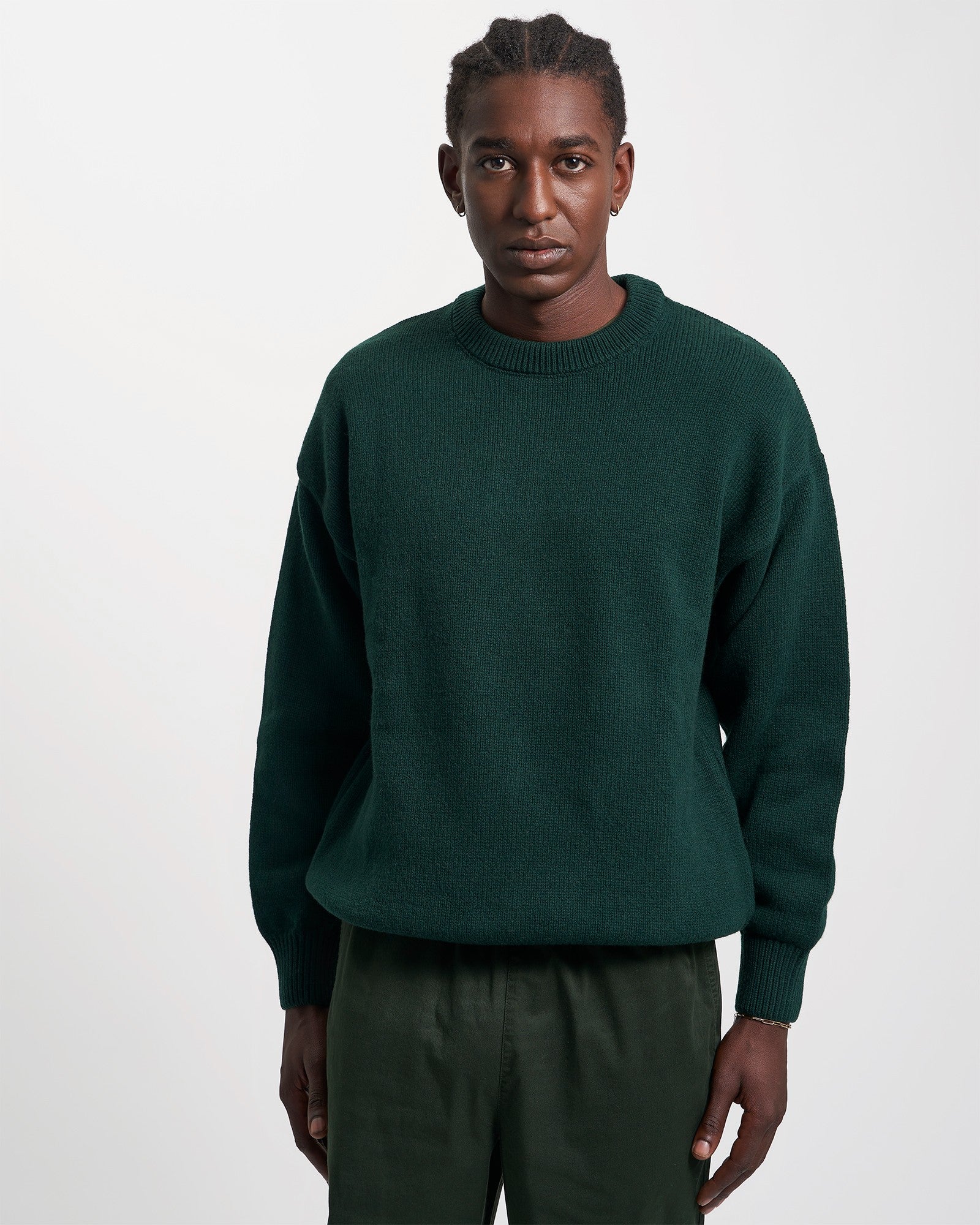 Oversized Merino Wool Crew - Emerald Green