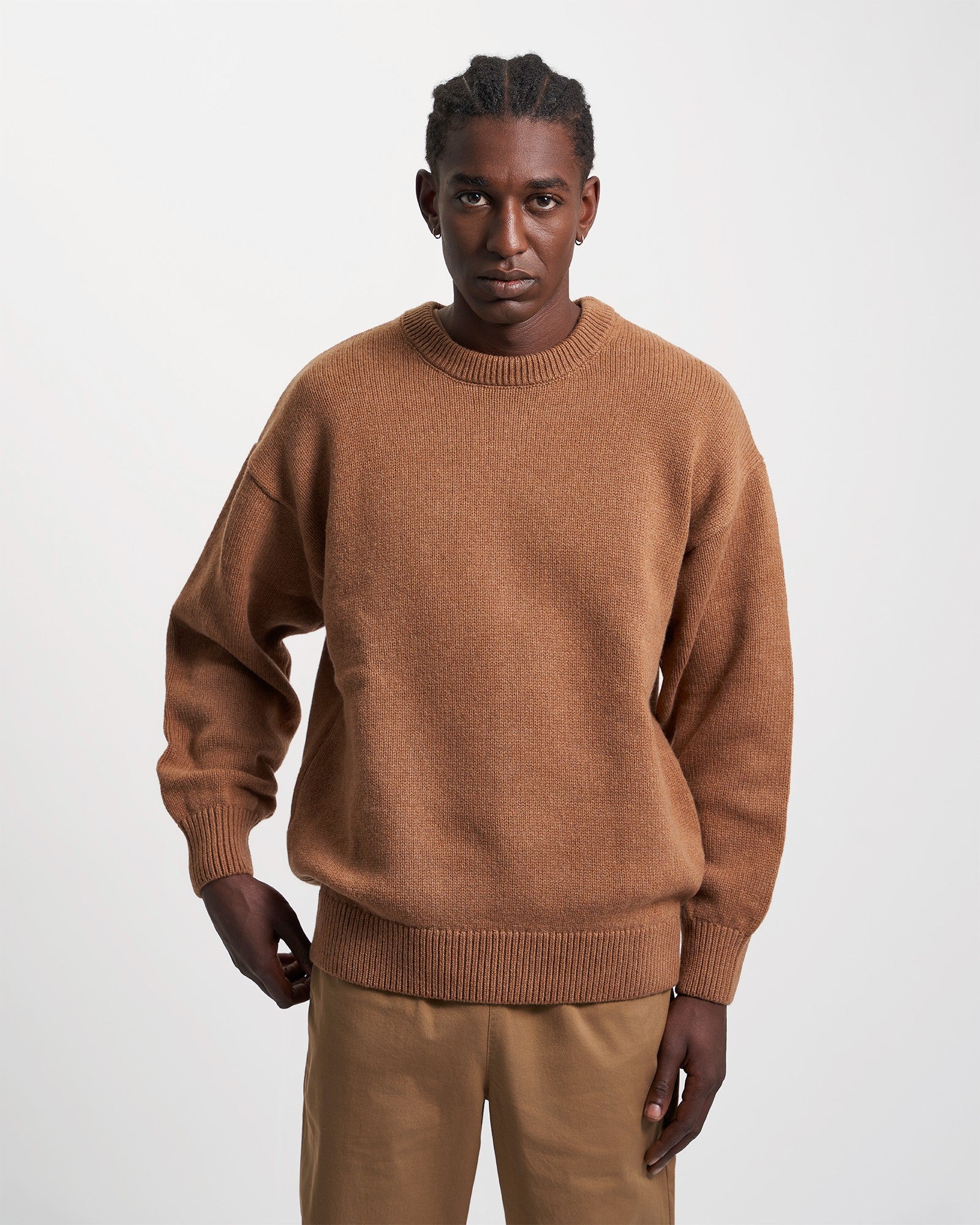 Oversized Merino Wool Crew - Stone Blue