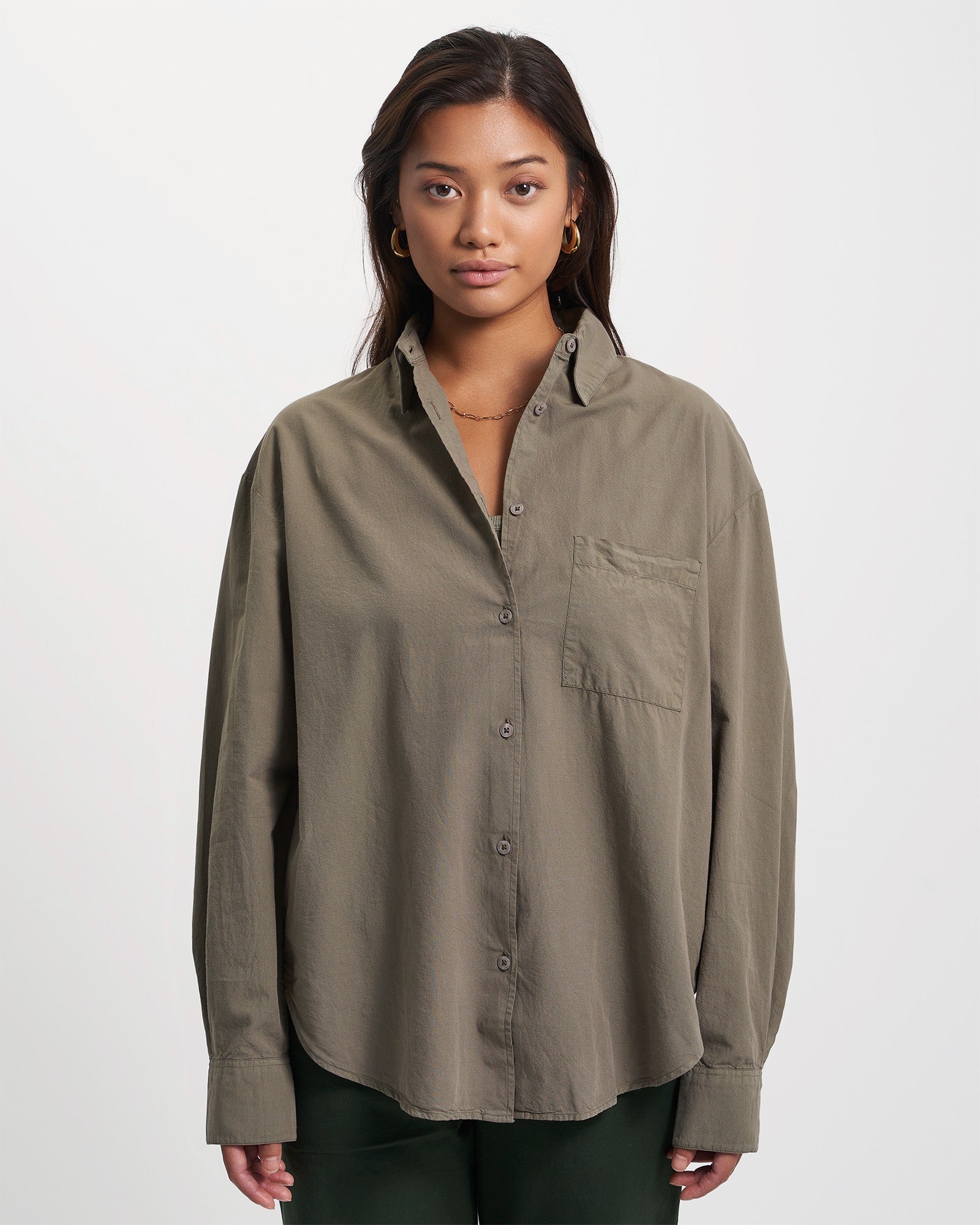 Organic Oversized Shirt - Ginger Brown