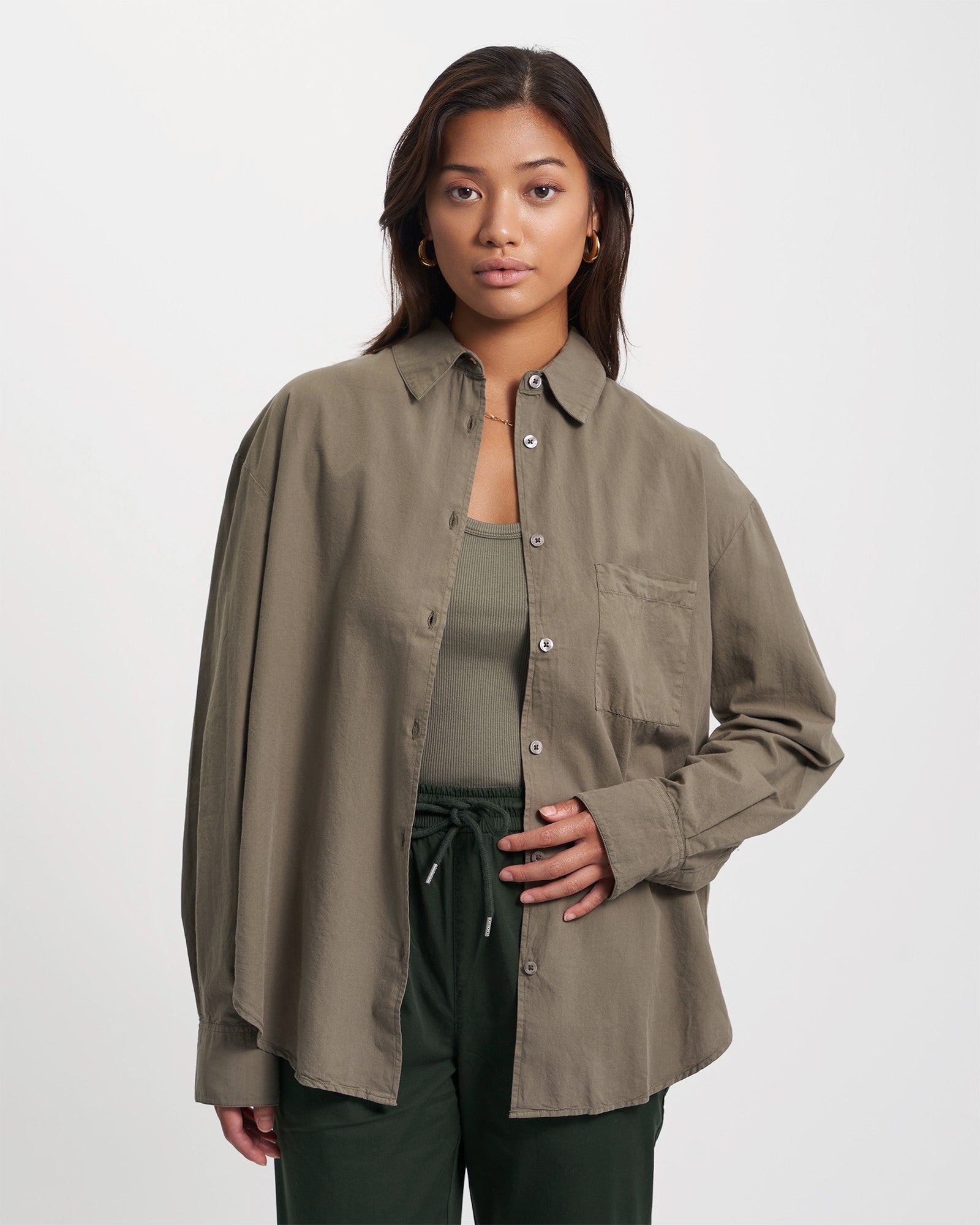 Organic Oversized Shirt - Ginger Brown