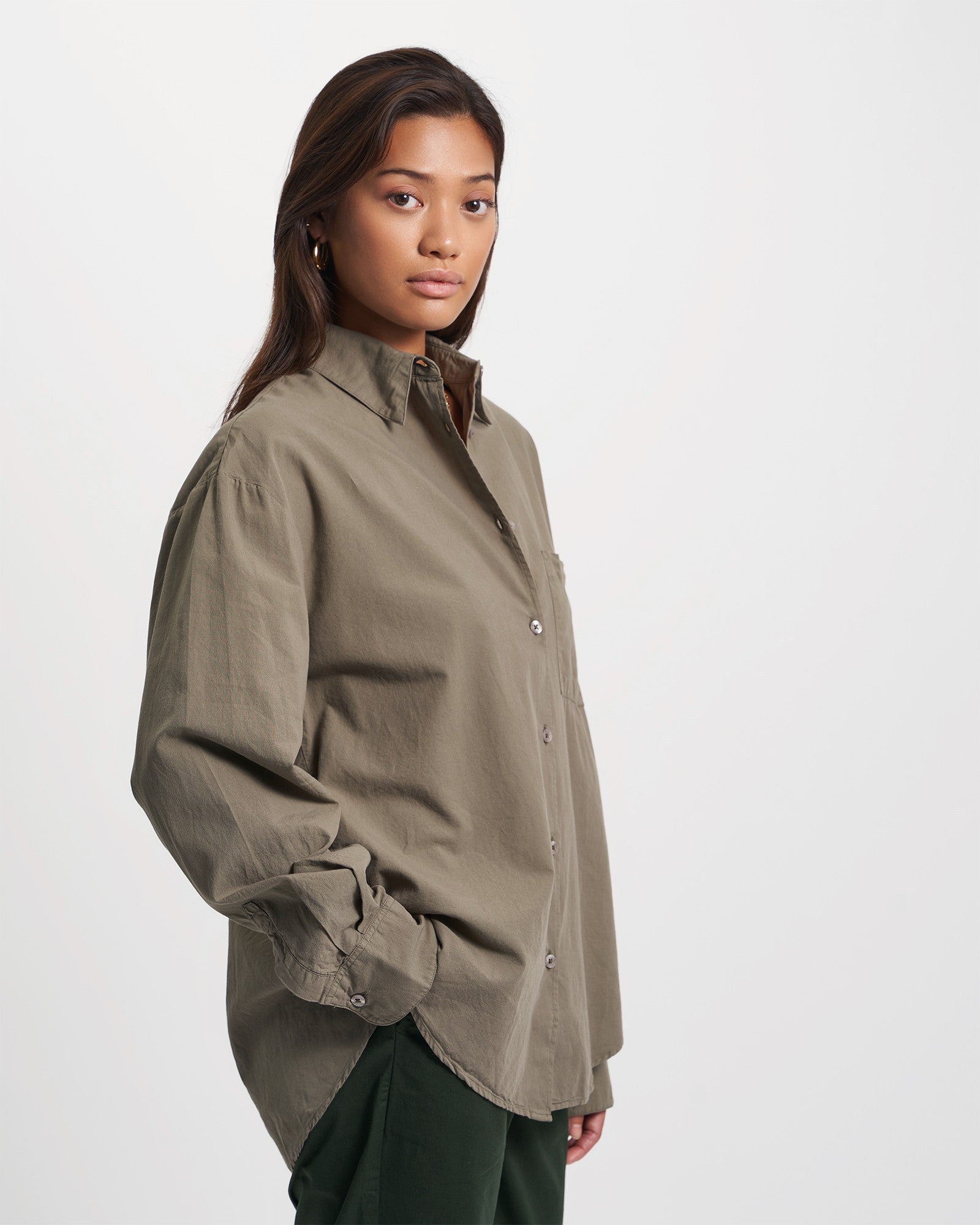 Organic Oversized Shirt - Ginger Brown